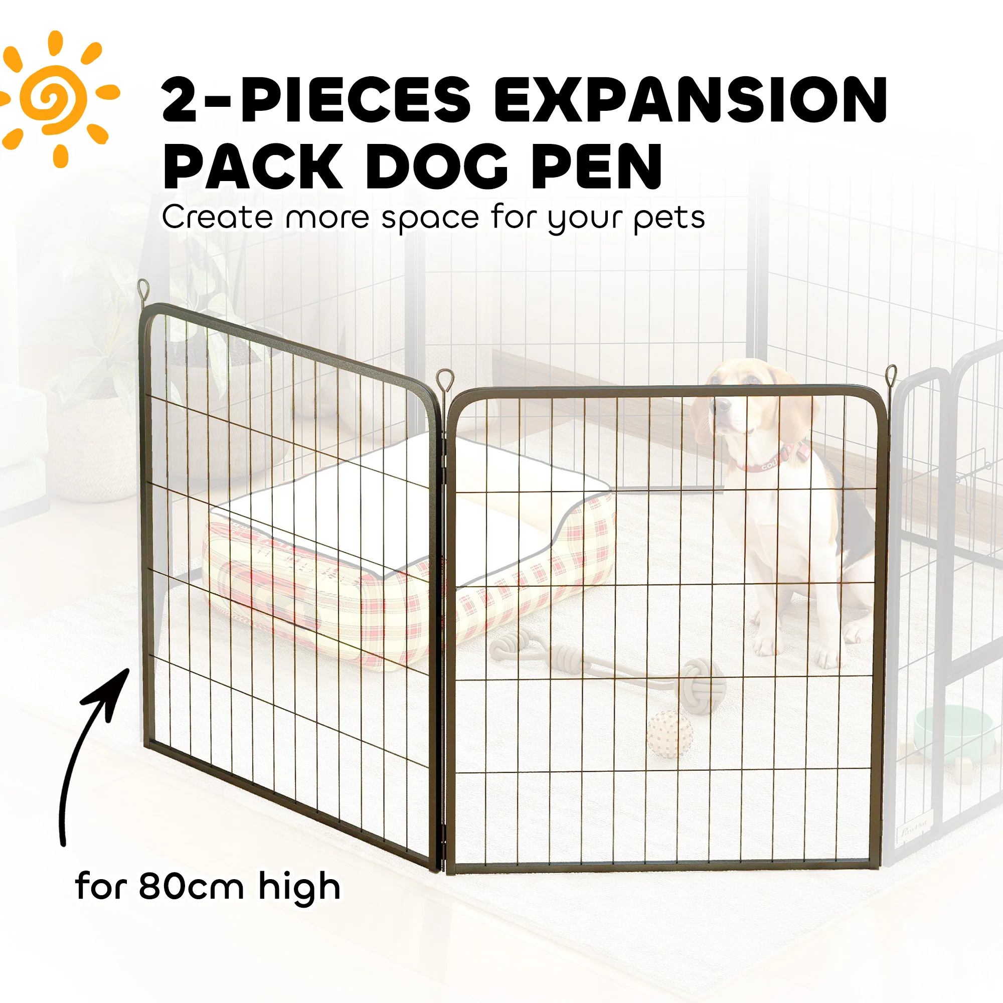 PawHut 2 Piece Expansion Pack Dog Pen For 80cm High Animal Pen - Image 30