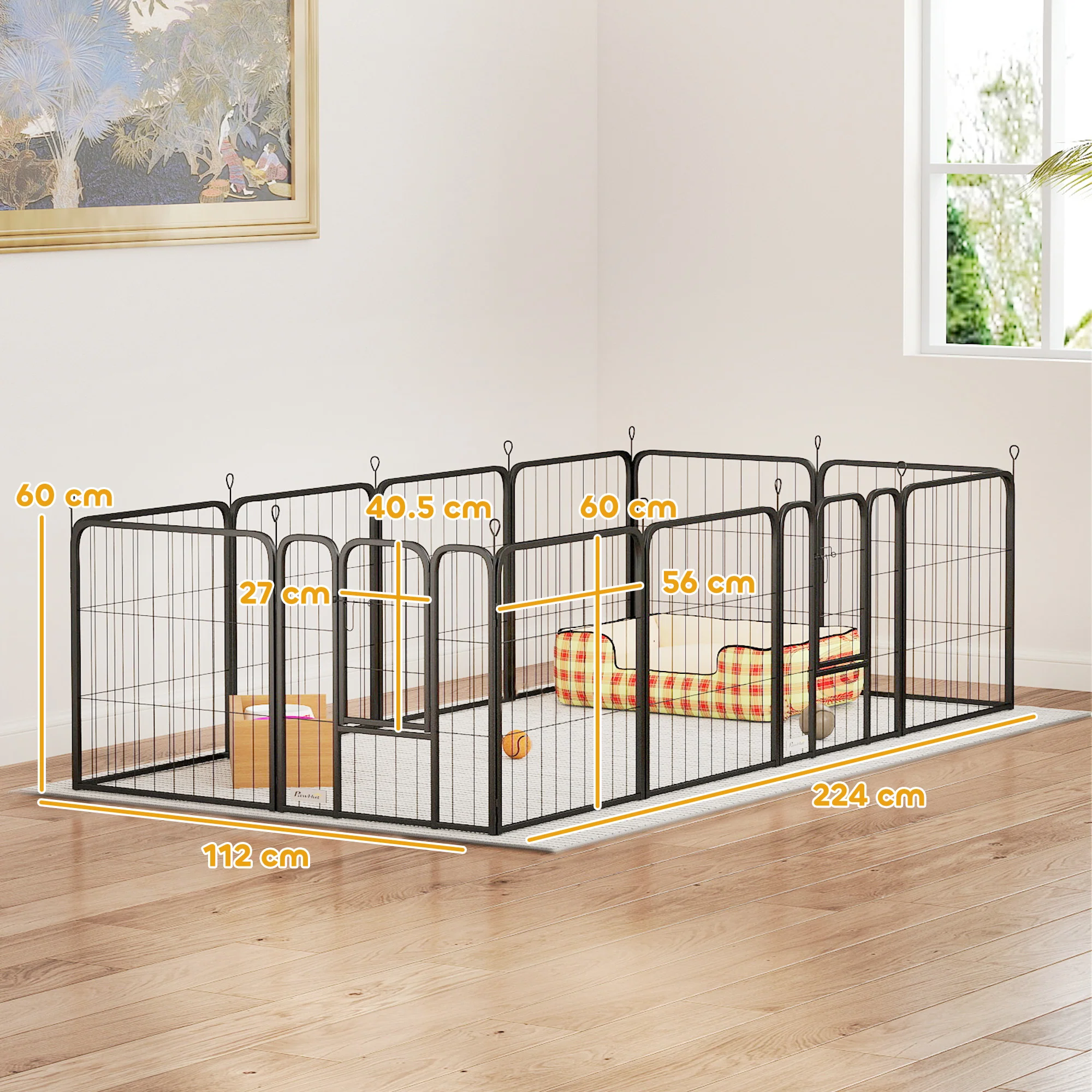 PawHut 2 Piece Expansion Pack Dog Pen For 80cm High Animal Pen - Image 5