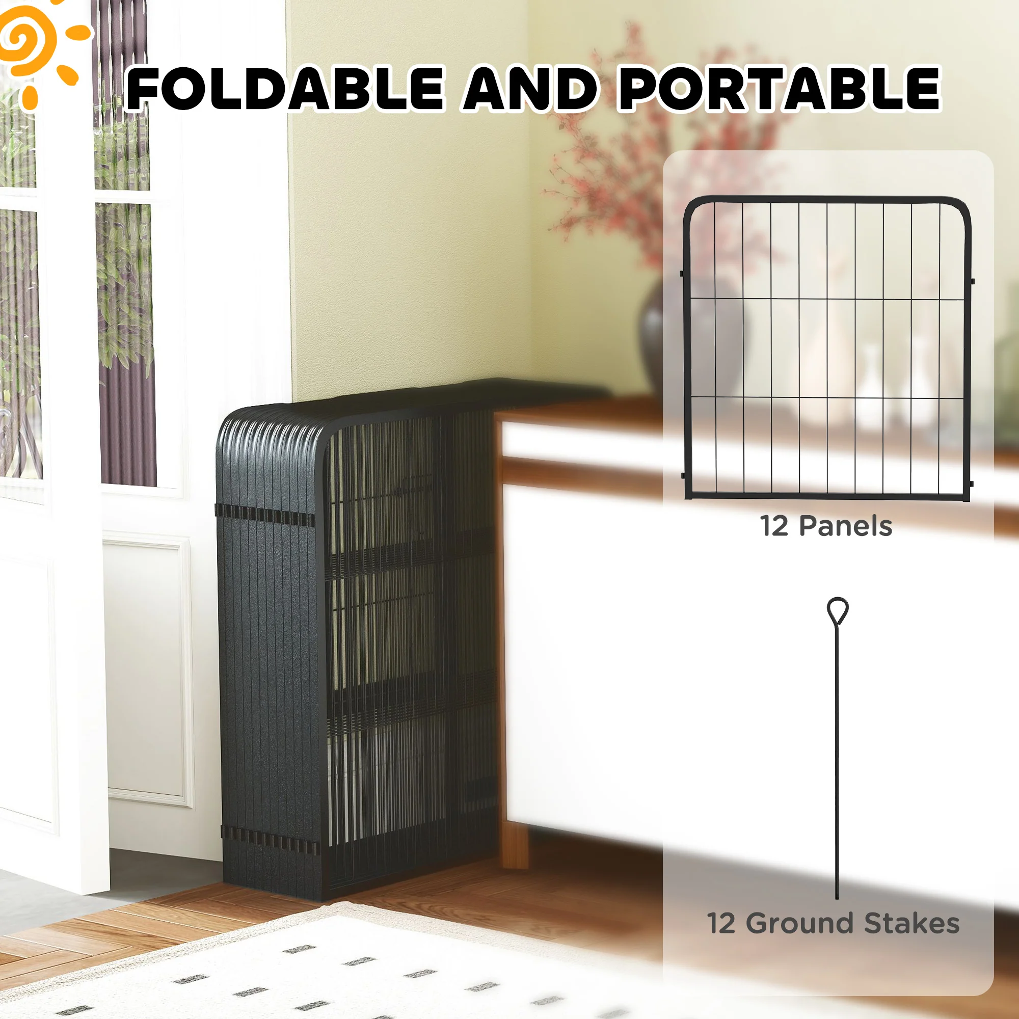 PawHut 2 Piece Expansion Pack Dog Pen For 80cm High Animal Pen - Image 6