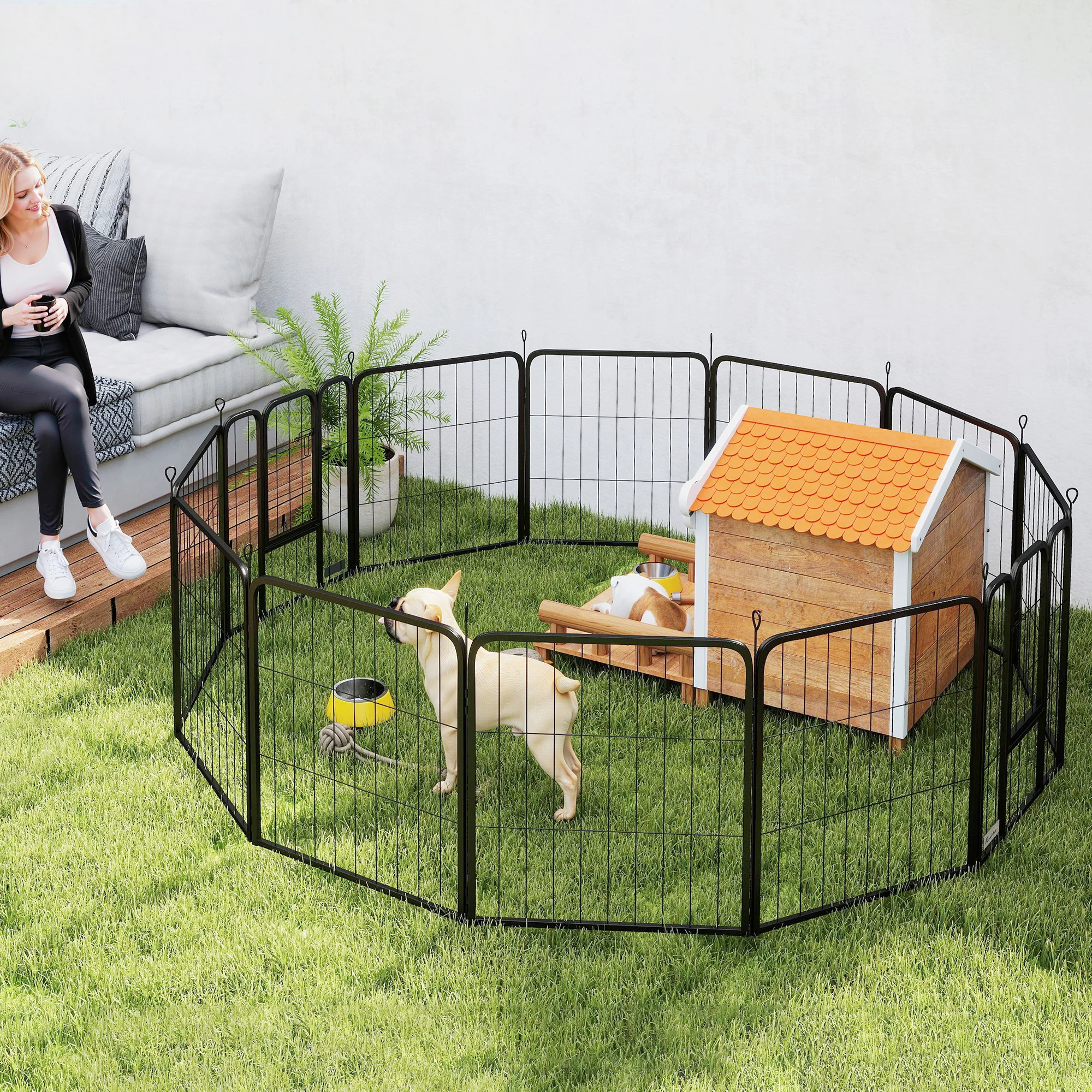 PawHut 2 Piece Expansion Pack Dog Pen For 80cm High Animal Pen - Image 8
