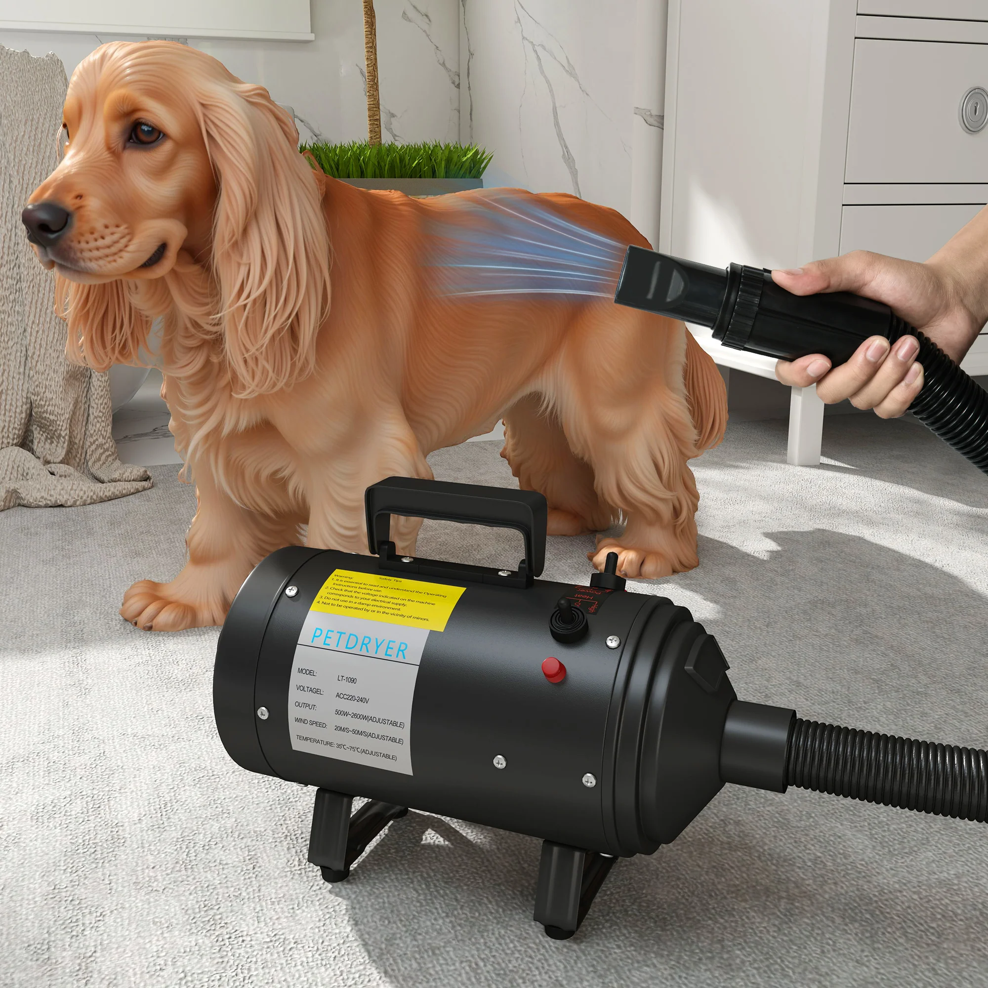 PawHut 2200W Dog Hair Dryer With Adjustable Temperature & Velocity - Image 2