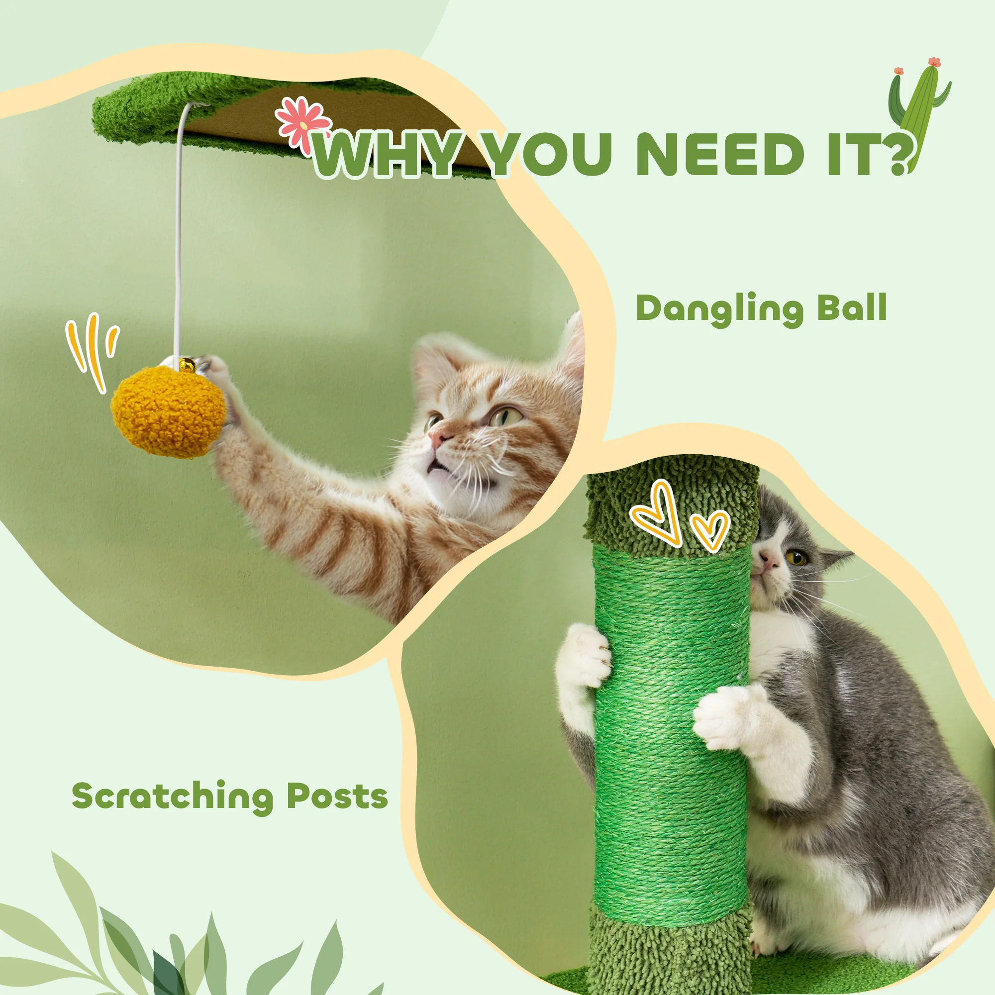 PawHut 230-275cm Floor-to-Ceiling Cat Tree For Indoor Cats With Cat House - Image 8