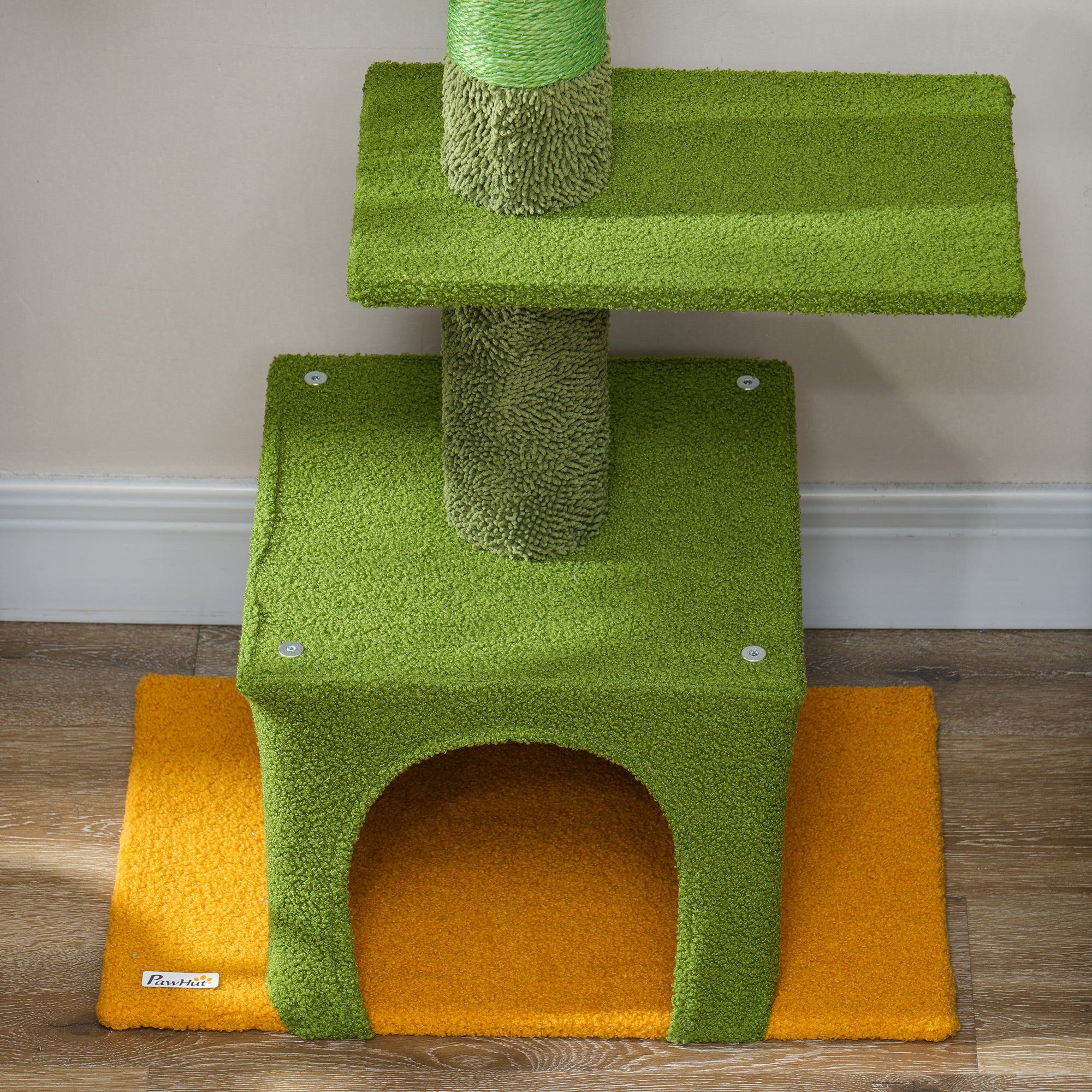 PawHut 230-275cm Floor-to-Ceiling Cat Tree For Indoor Cats With Cat House - Image 9