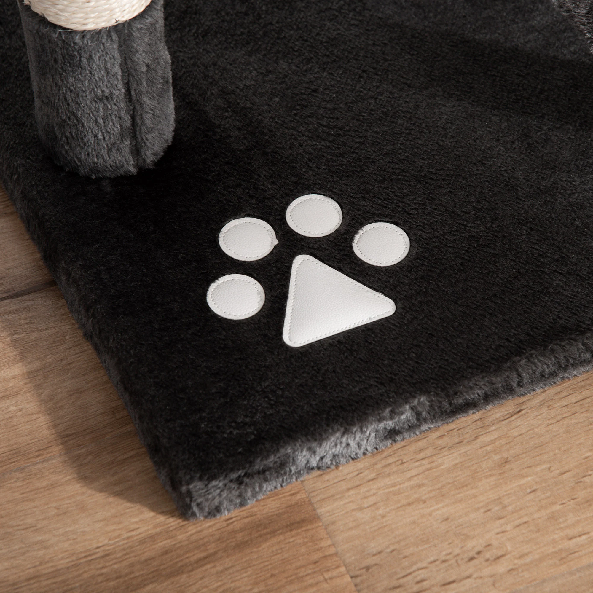 PawHut 240-260cm Floor To Ceiling Cat Tree With Scratching Posts - Dark Grey - Image 9