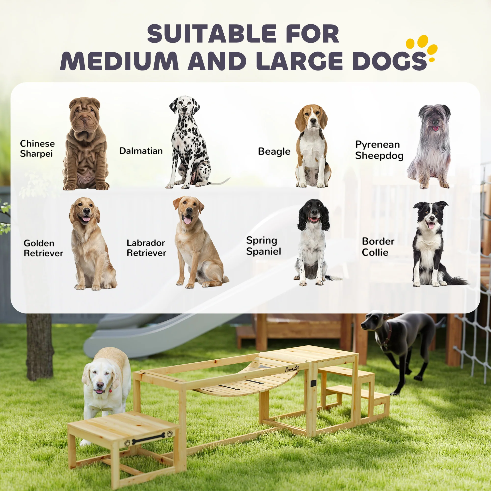 PawHut 3 Pieces Wooden Dog Agility Training Equipment, Natural Wood - Image 6