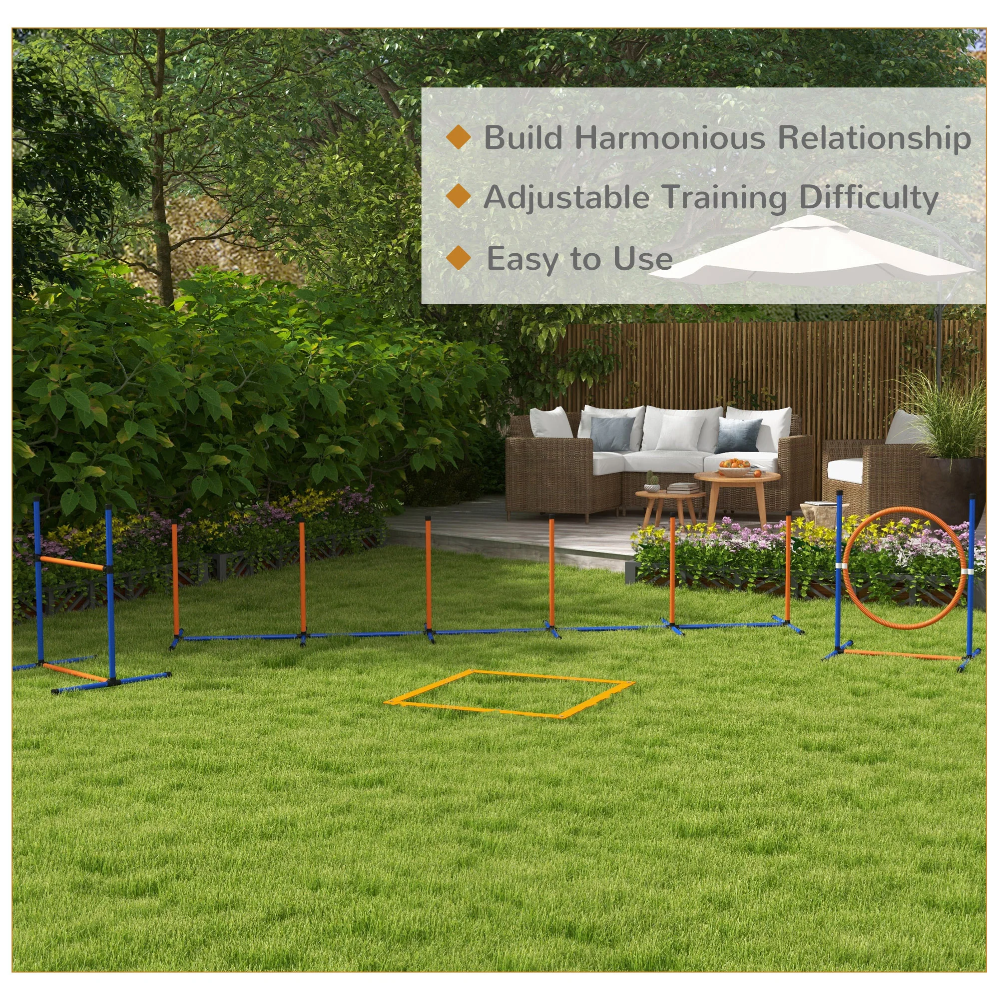 PawHut 4 Pcs Dog Agility Training Equipment, Dog Outdoor Games w/ Carry Bag - Image 6