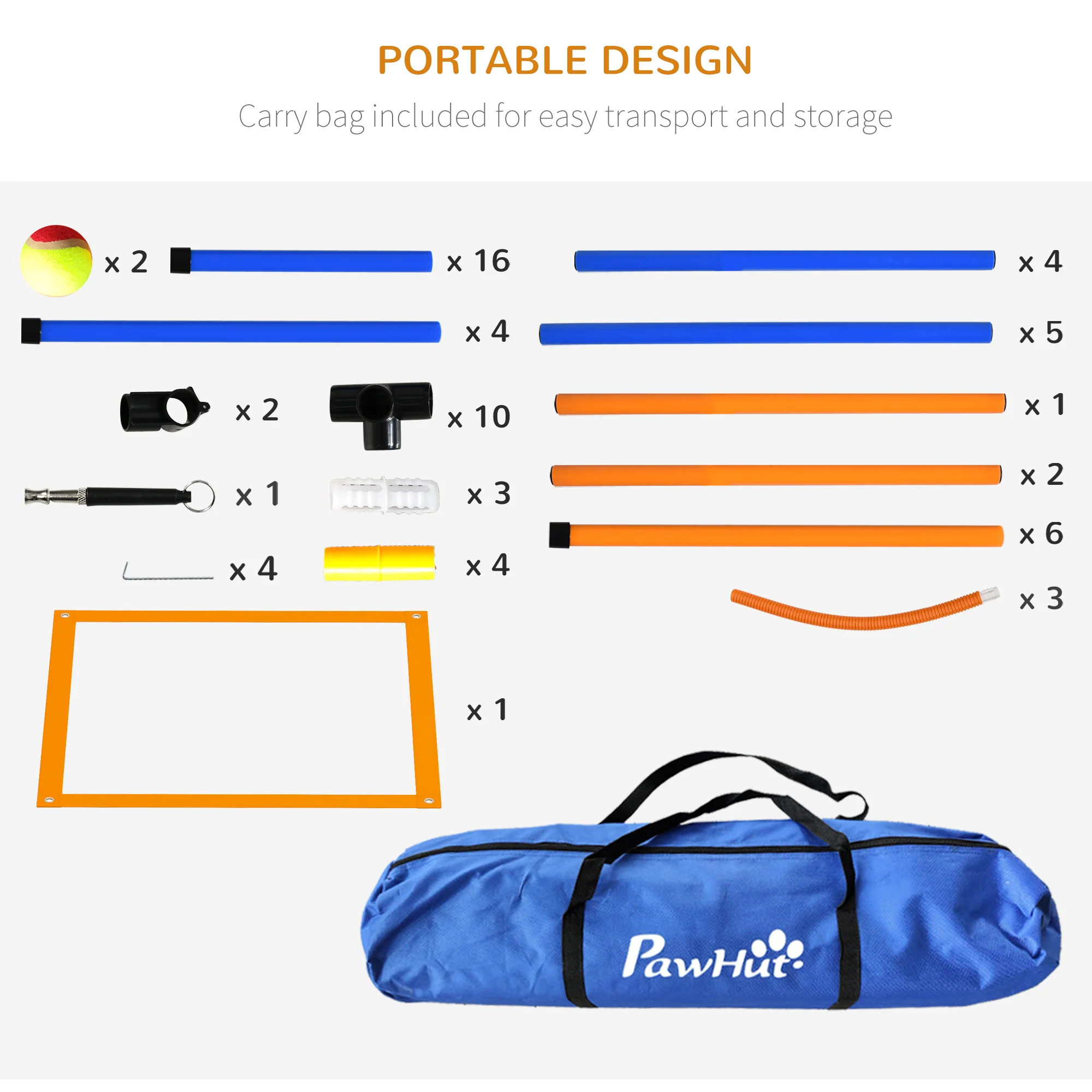PawHut 4 Pcs Dog Agility Training Equipment, Dog Outdoor Games w/ Carry Bag - Image 7