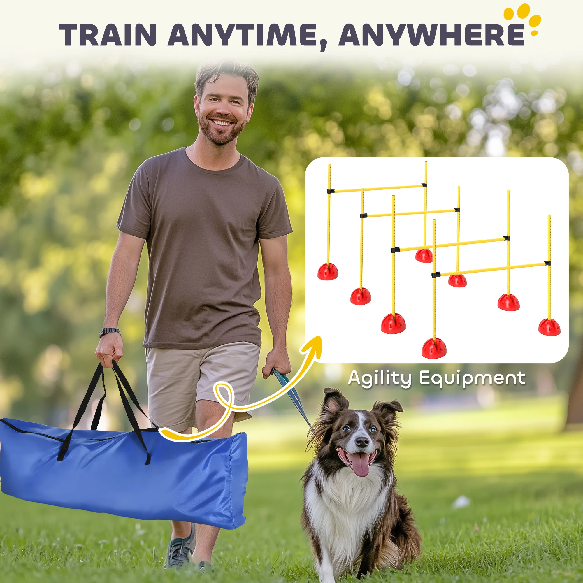 PawHut 4 Piece Dog Agility Equipment with 4 Hurdle Bar for Jump Training - Image 6