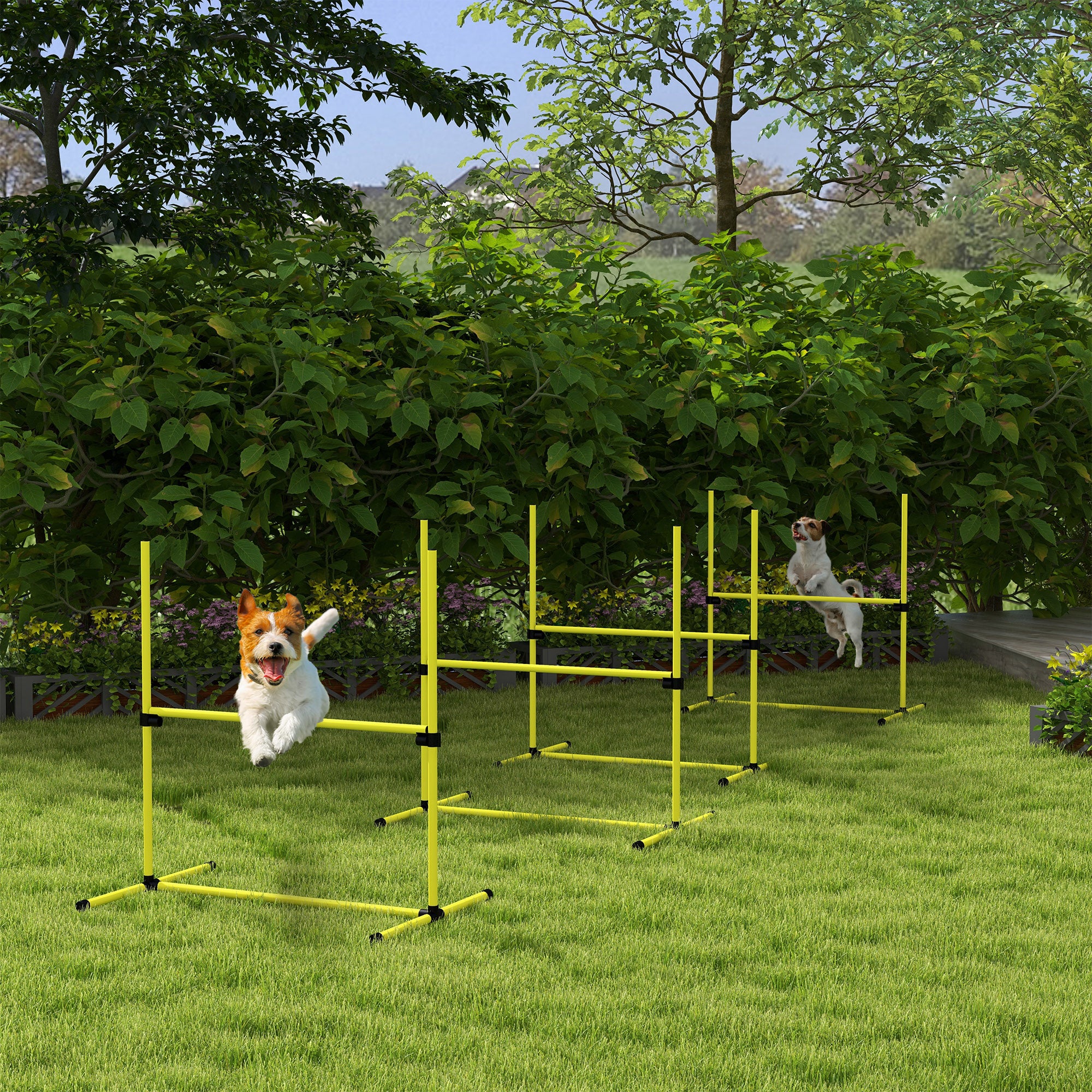 PawHut 4 Pieces Dog Agility Training Equipment with Carrying Bag, Yellow - Image 2