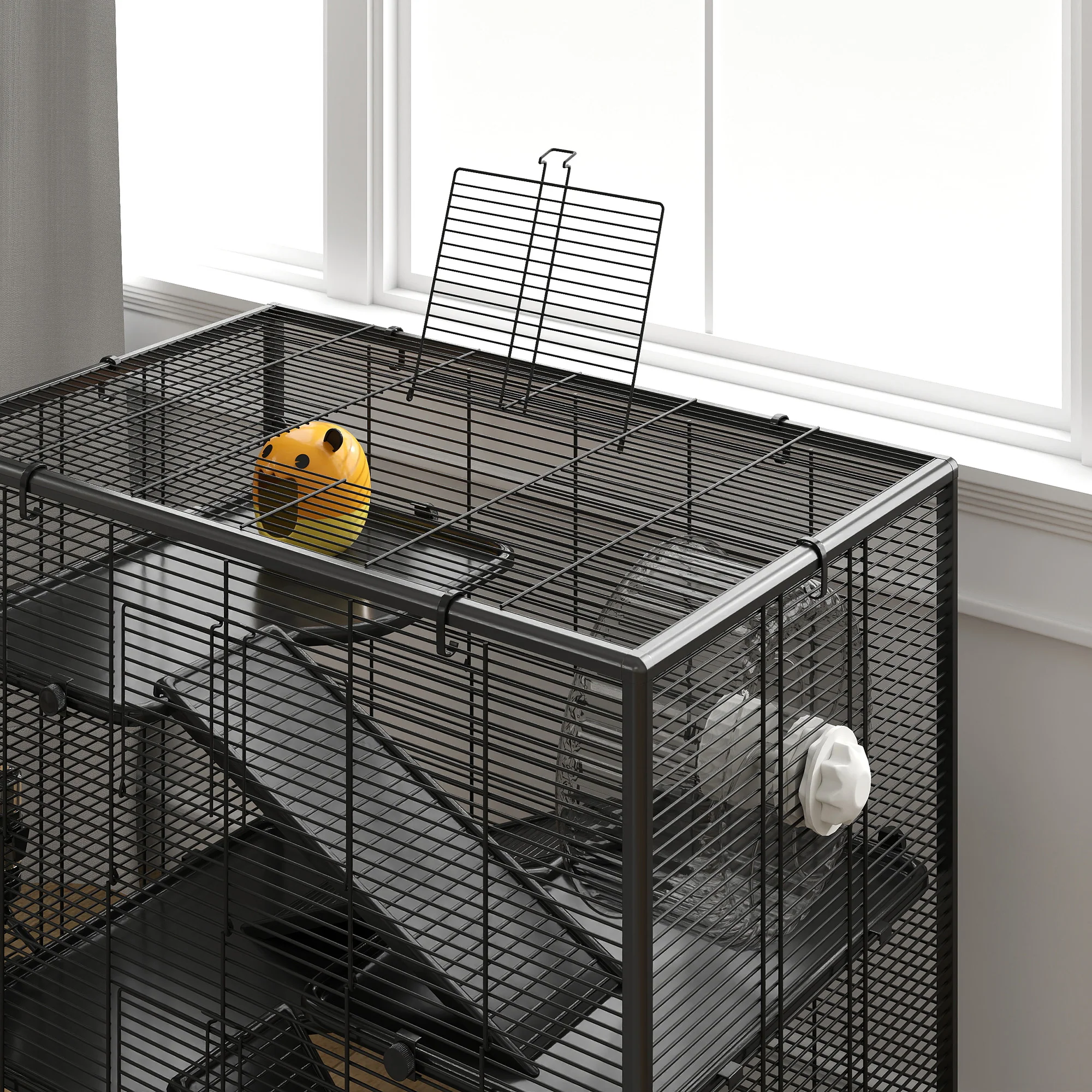 PawHut 4 Tiers Hamster Cage W/ Deep Tempered Glass Bottom 78.5 X 48.5 X 80cm - Image 8