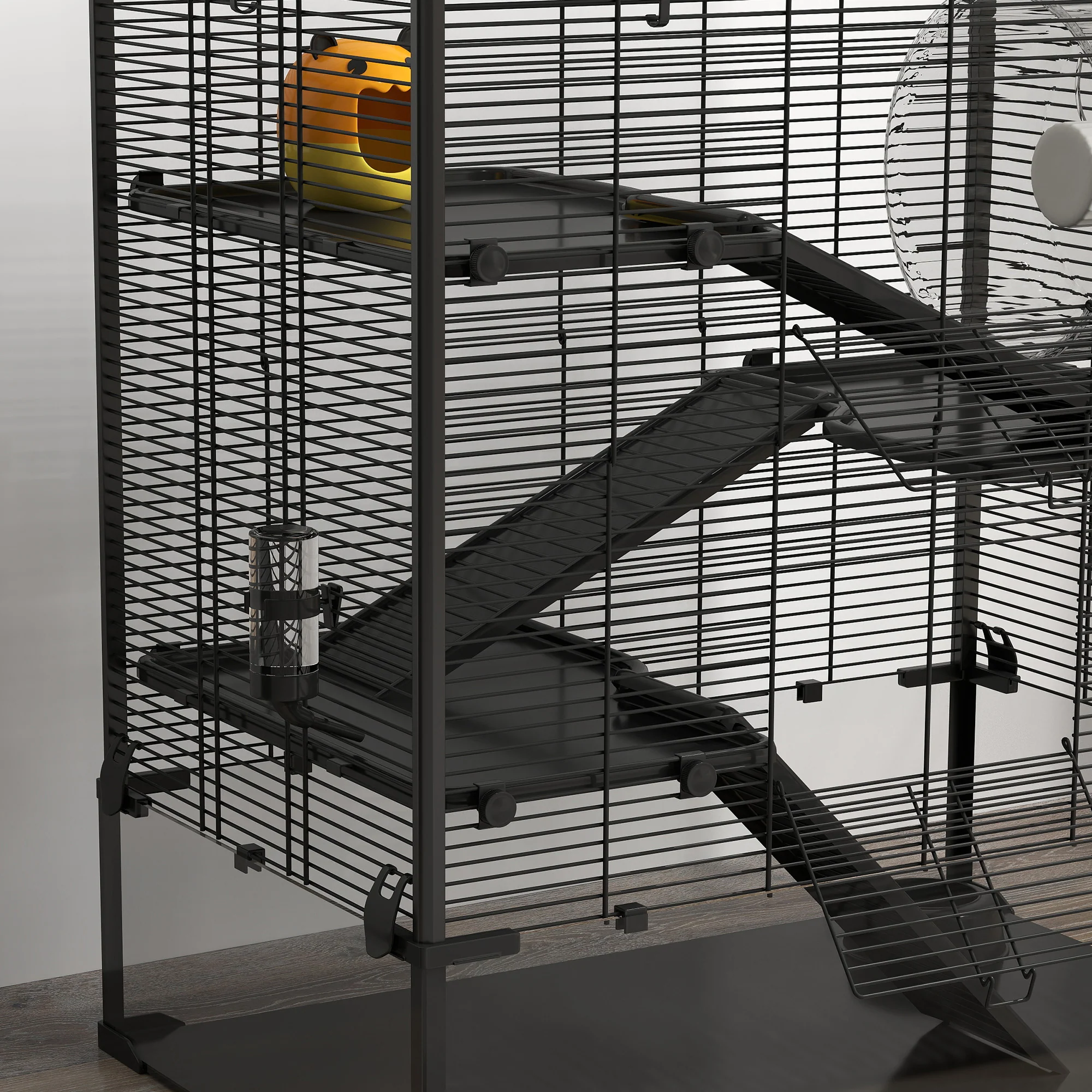 PawHut 4 Tiers Hamster Cage W/ Deep Tempered Glass Bottom 78.5 X 48.5 X 80cm - Image 9