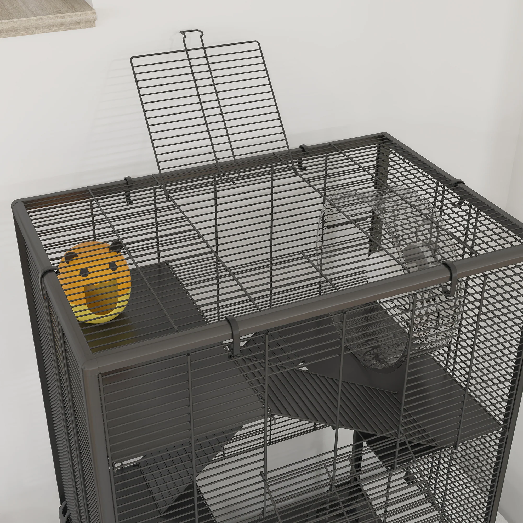 PawHut 4 Tiers Hamster Cage With Deep Tempered Glass Bottom, 60 X 40 X 80cm - Image 8