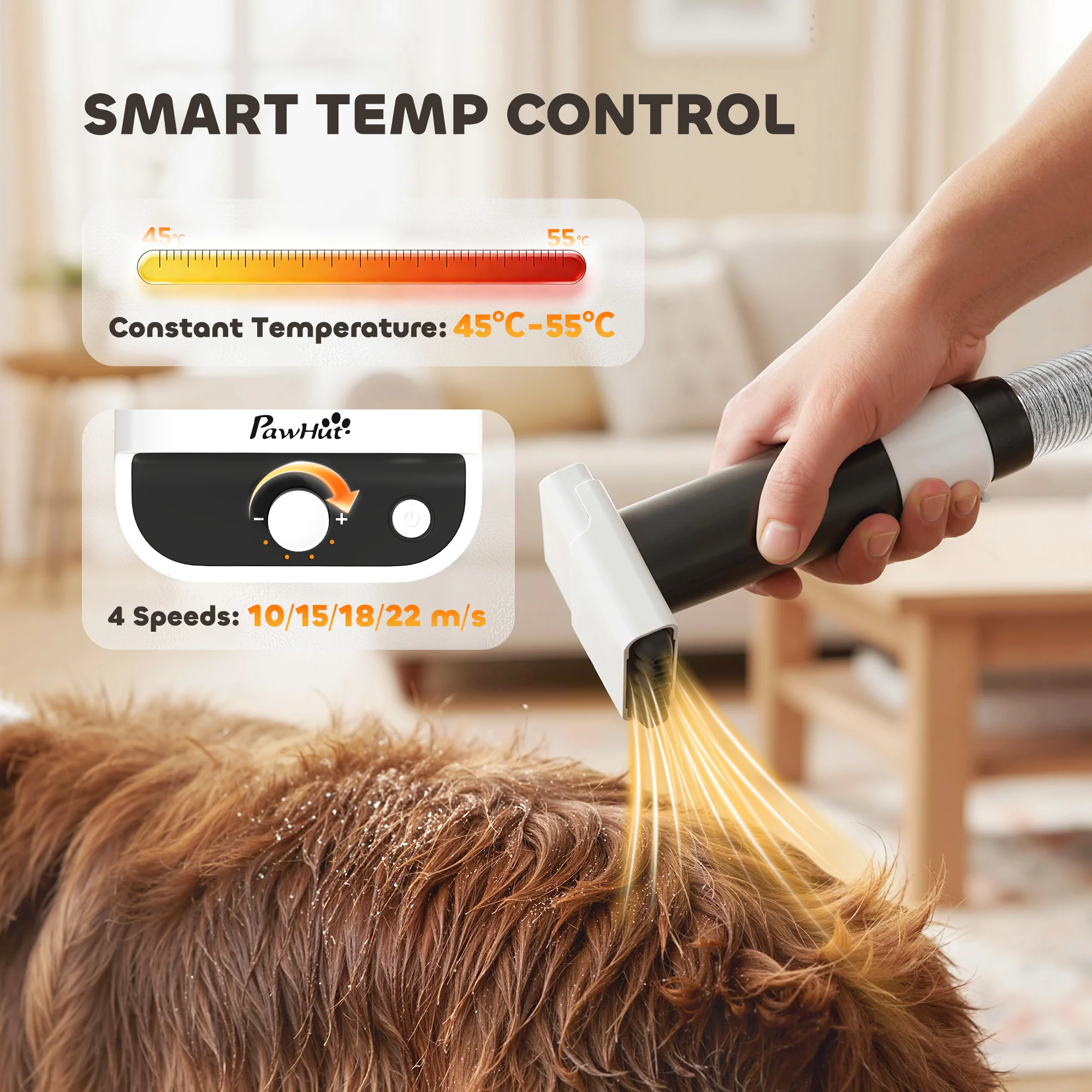 PawHut 5 In 1 Dog Grooming Vacuum & Dog Dryer With Electric Clipper - Image 4