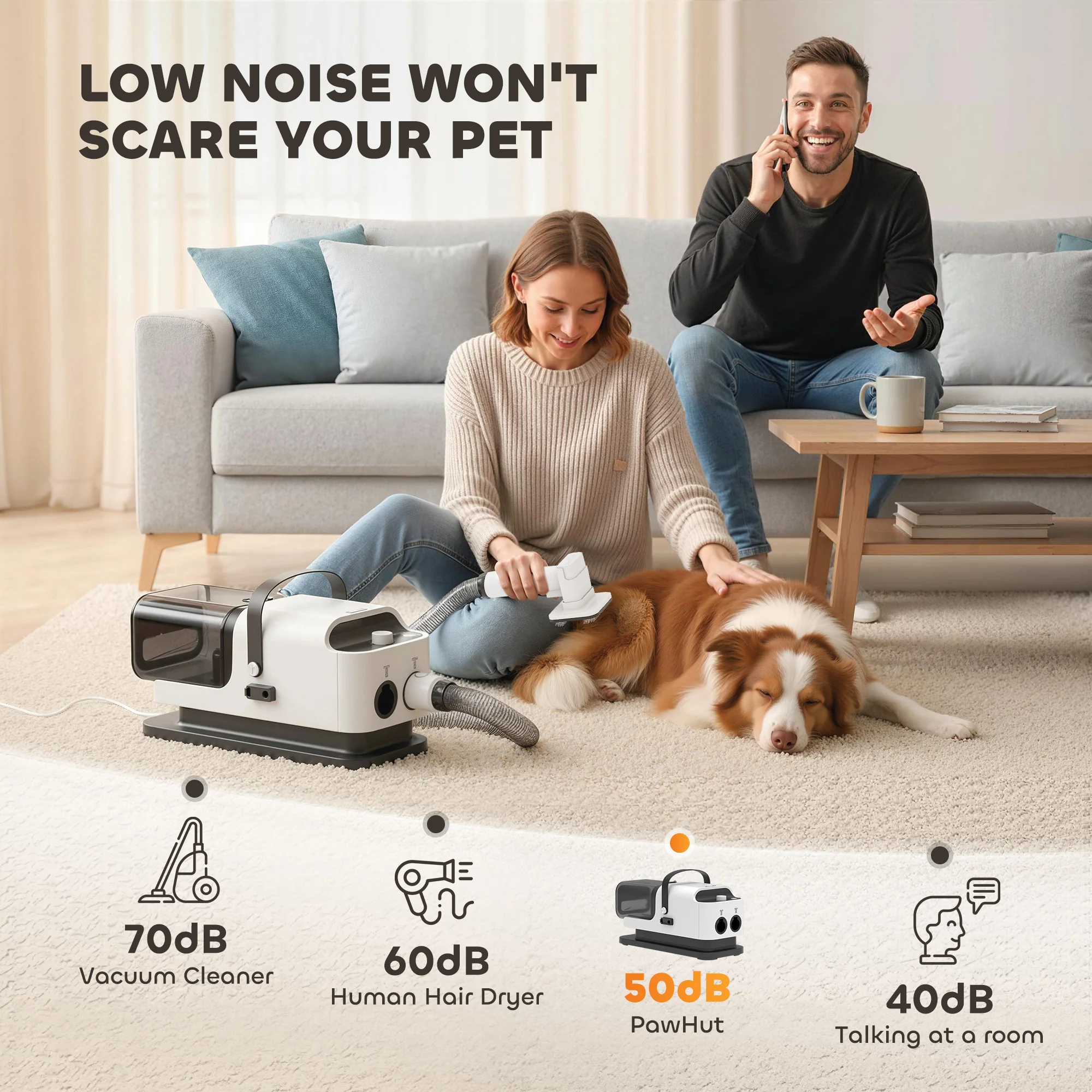 PawHut 5 In 1 Dog Grooming Vacuum & Dog Dryer With Electric Clipper - Image 8
