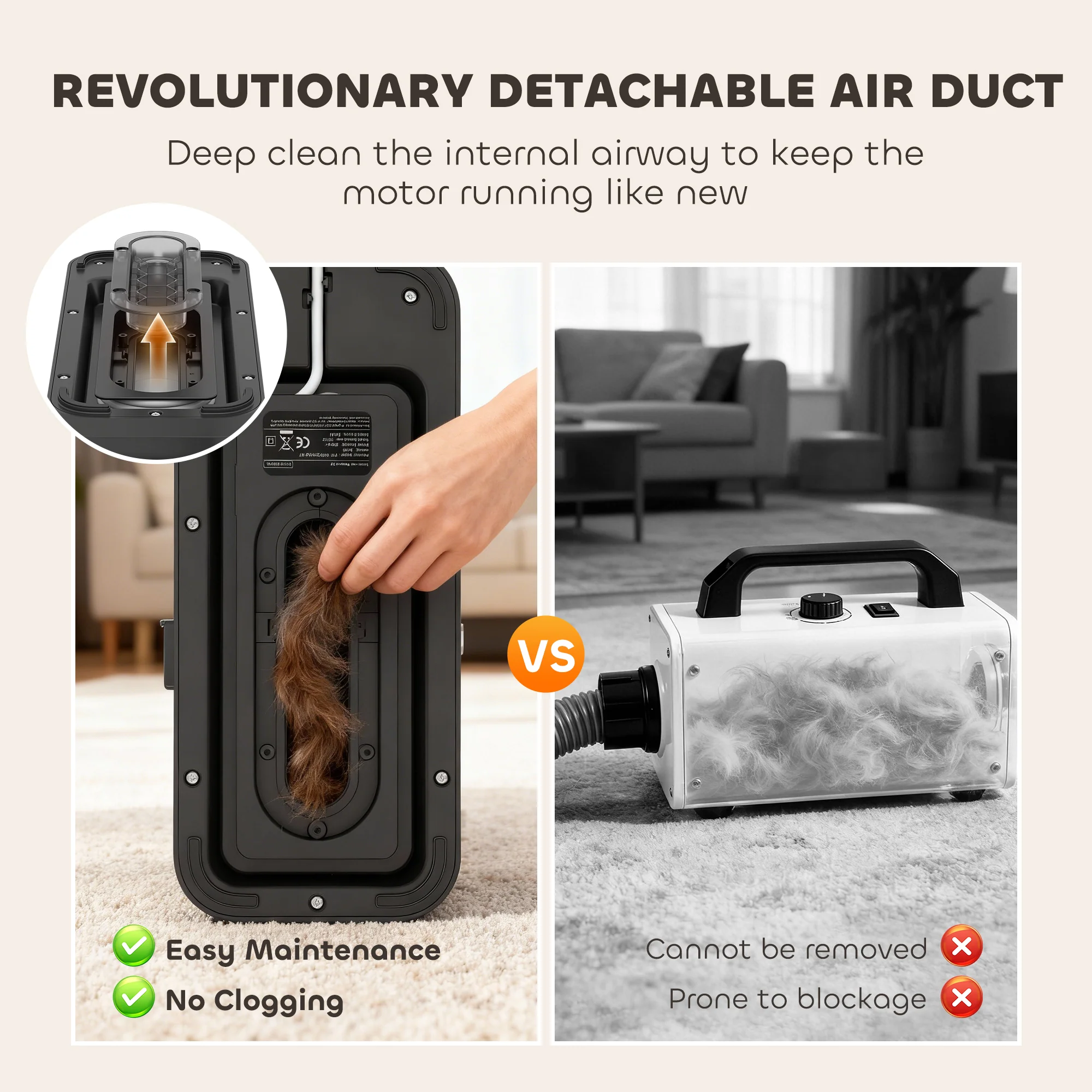PawHut 5 In 1 Dog Grooming Vacuum & Dog Dryer With Electric Clipper - Image 9