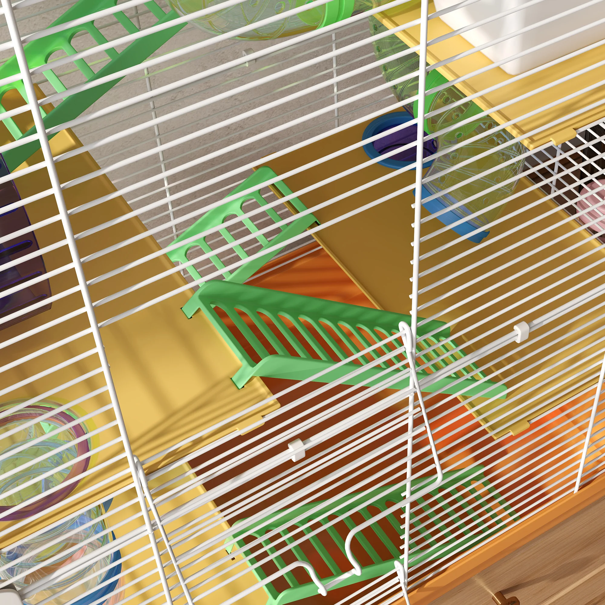 Pawhut 5 Tier Hamster Cage Carrier Habitat W/ Exercise Wheels, Orange - Image 8