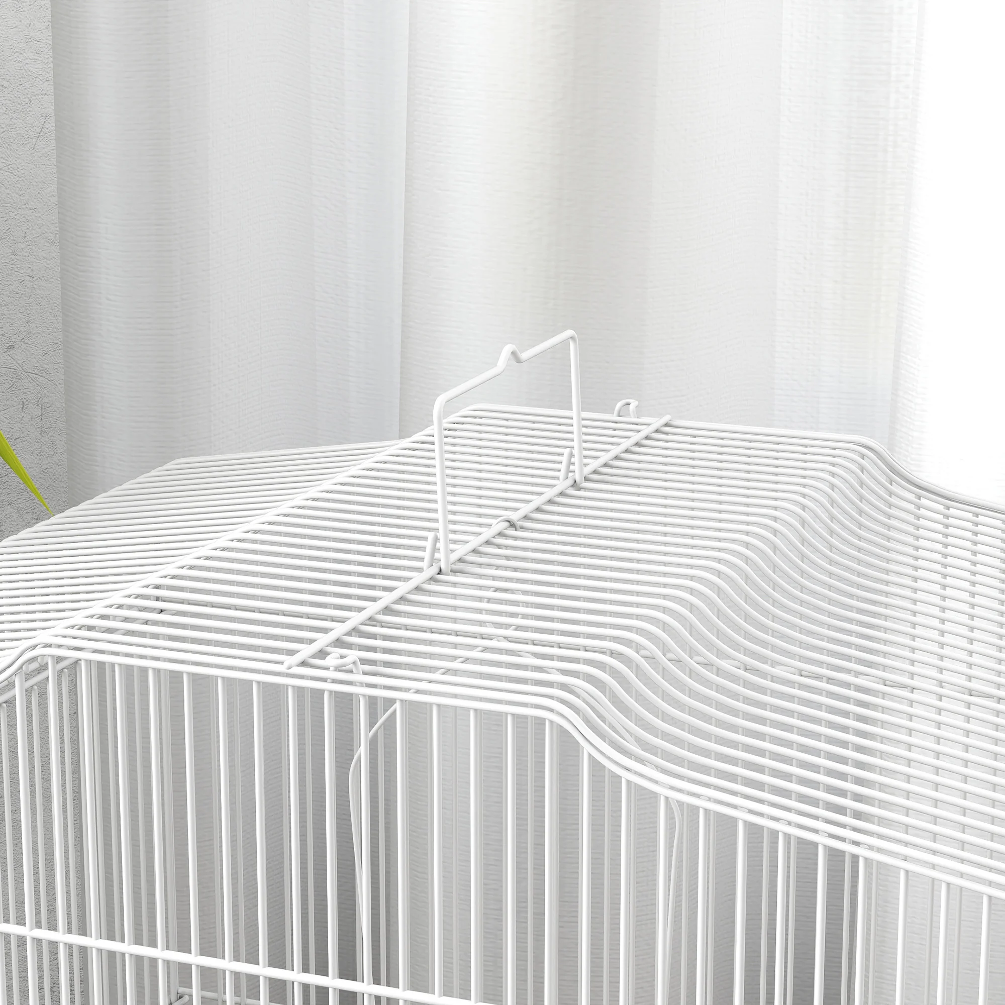 PawHut 59cm Large Bird Cage With Perches, Food Bowls, Swing, White - Image 9