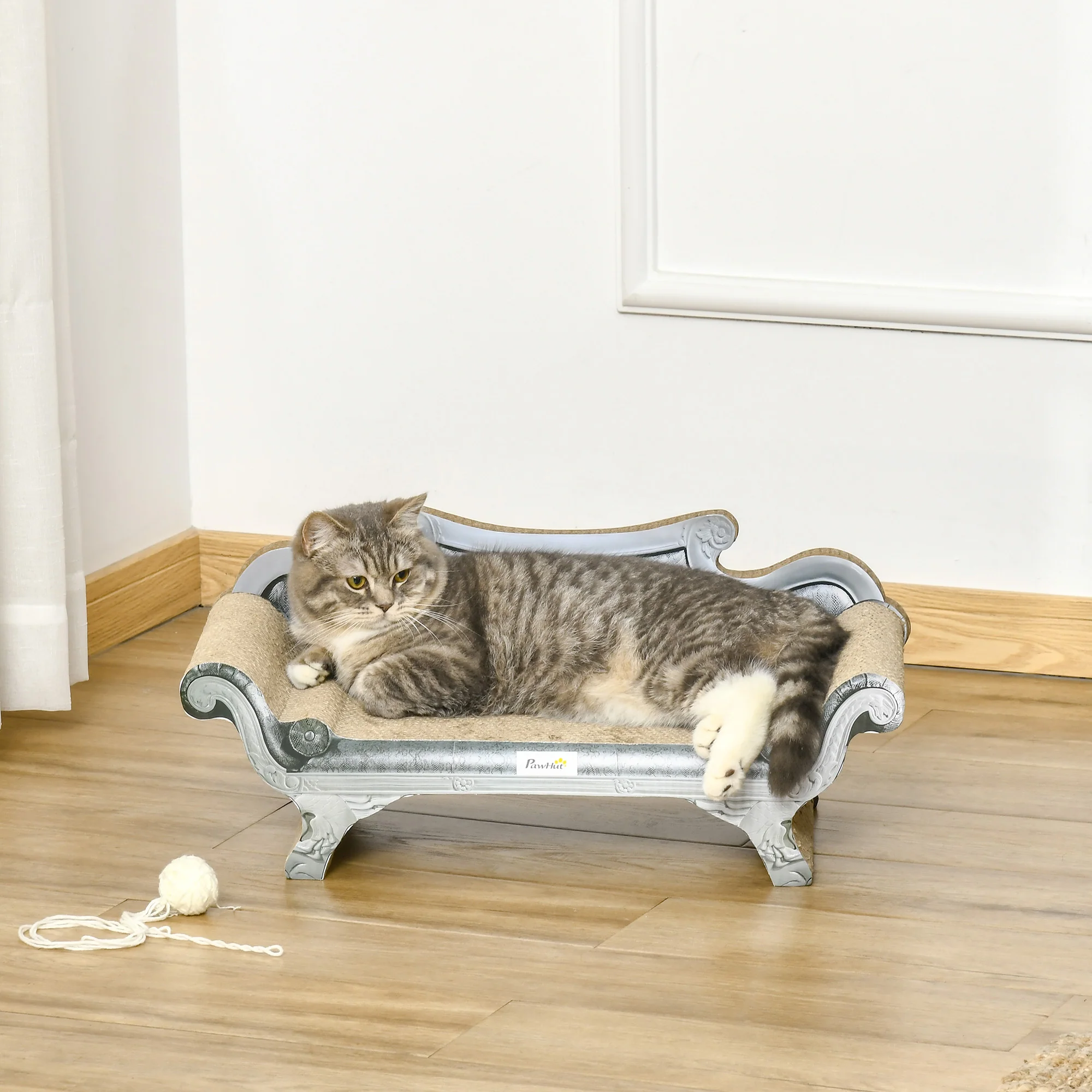 PawHut 60cm Cat Scratching Board with Catnip, Cardboard Scratcher Lounger Bed
