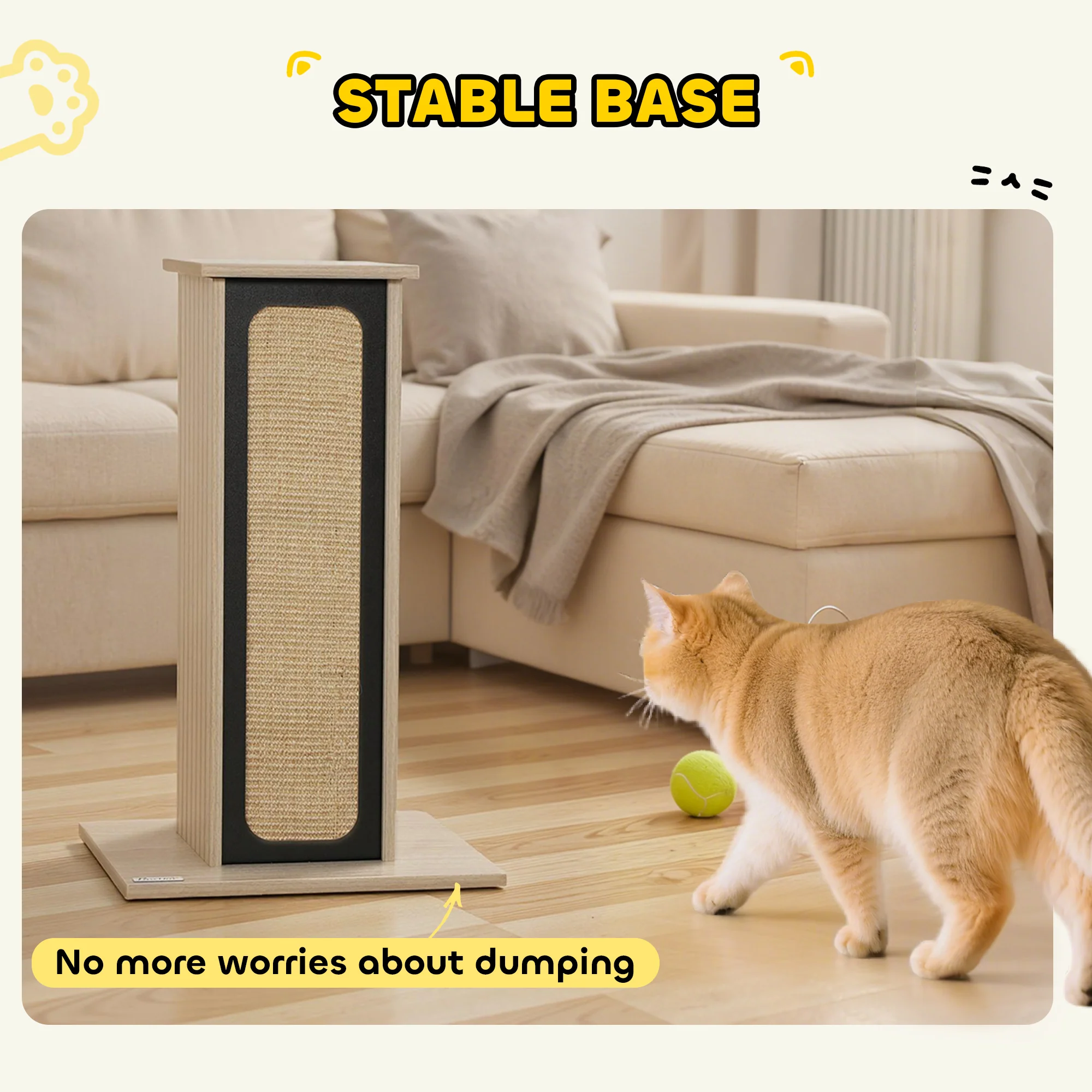 PawHut 63cm Cat Scratching Post, Scratcher w/ Replaceable Scratching Board - Image 3