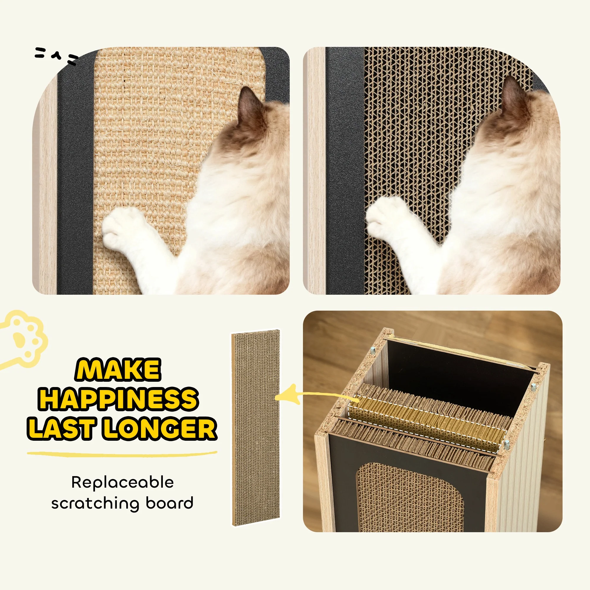 PawHut 63cm Cat Scratching Post, Scratcher w/ Replaceable Scratching Board - Image 4