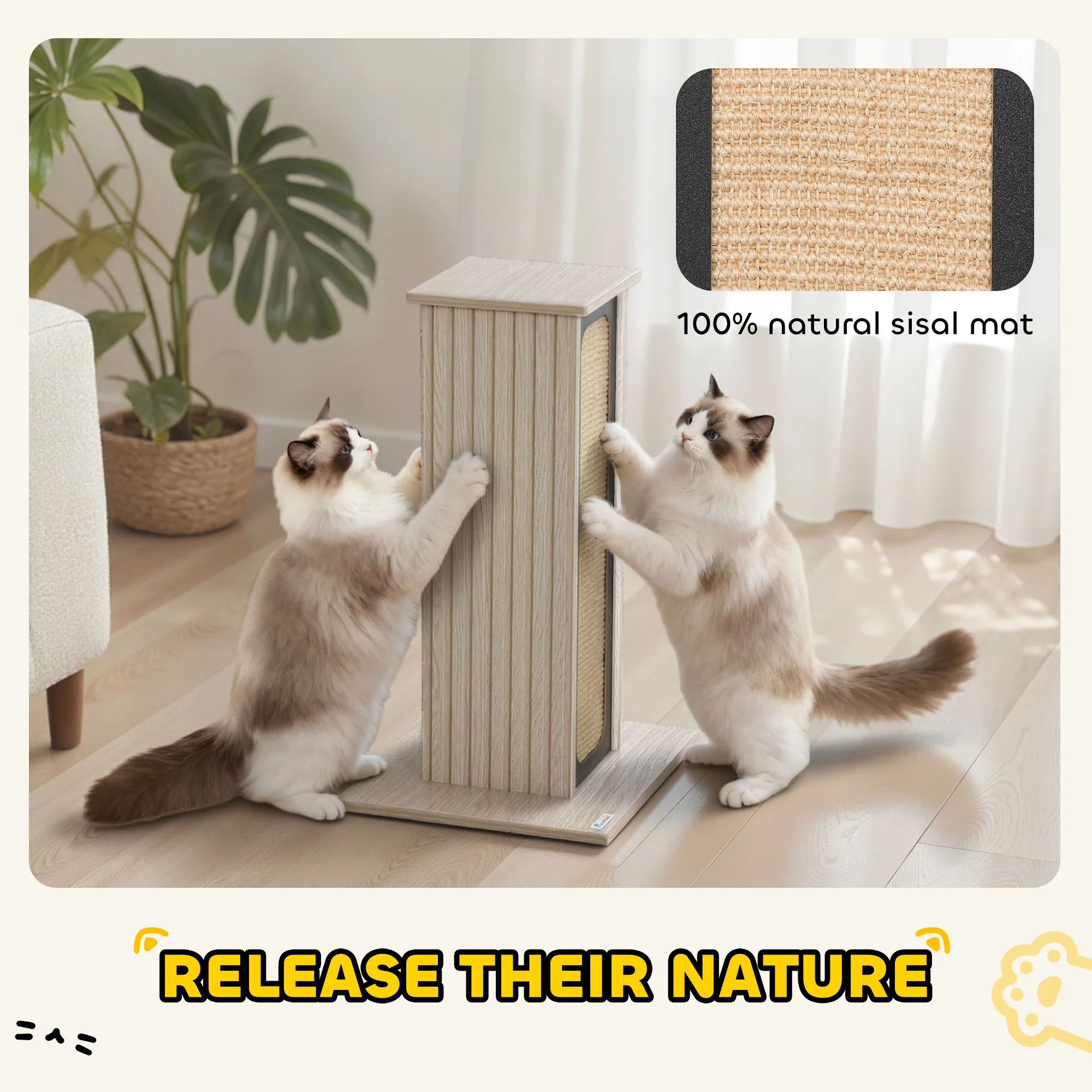 PawHut 63cm Cat Scratching Post, Scratcher w/ Replaceable Scratching Board - Image 6