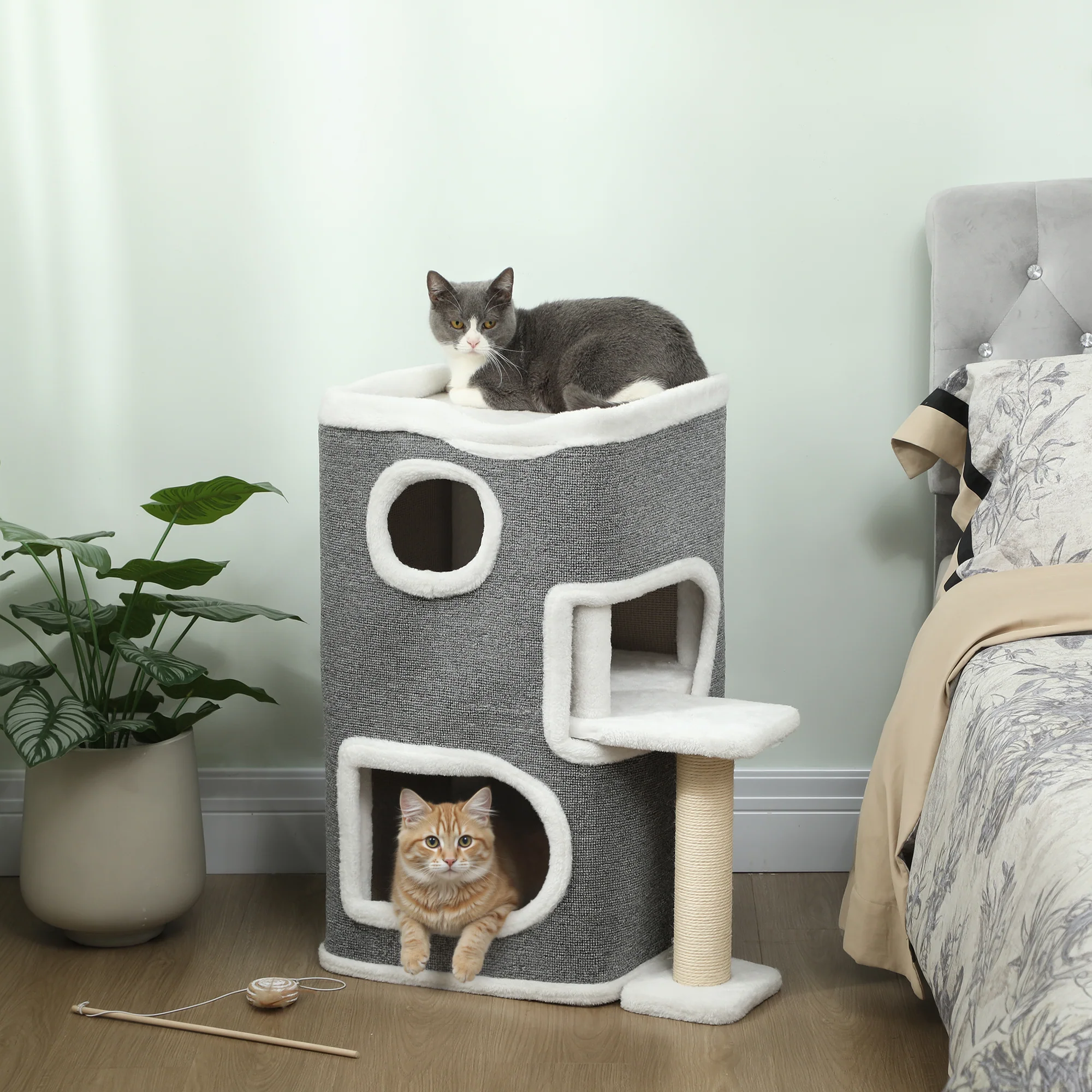 PawHut 75 Cm Cat Tree Cat Condo For Indoor Cats With Scratching Post - Image 2
