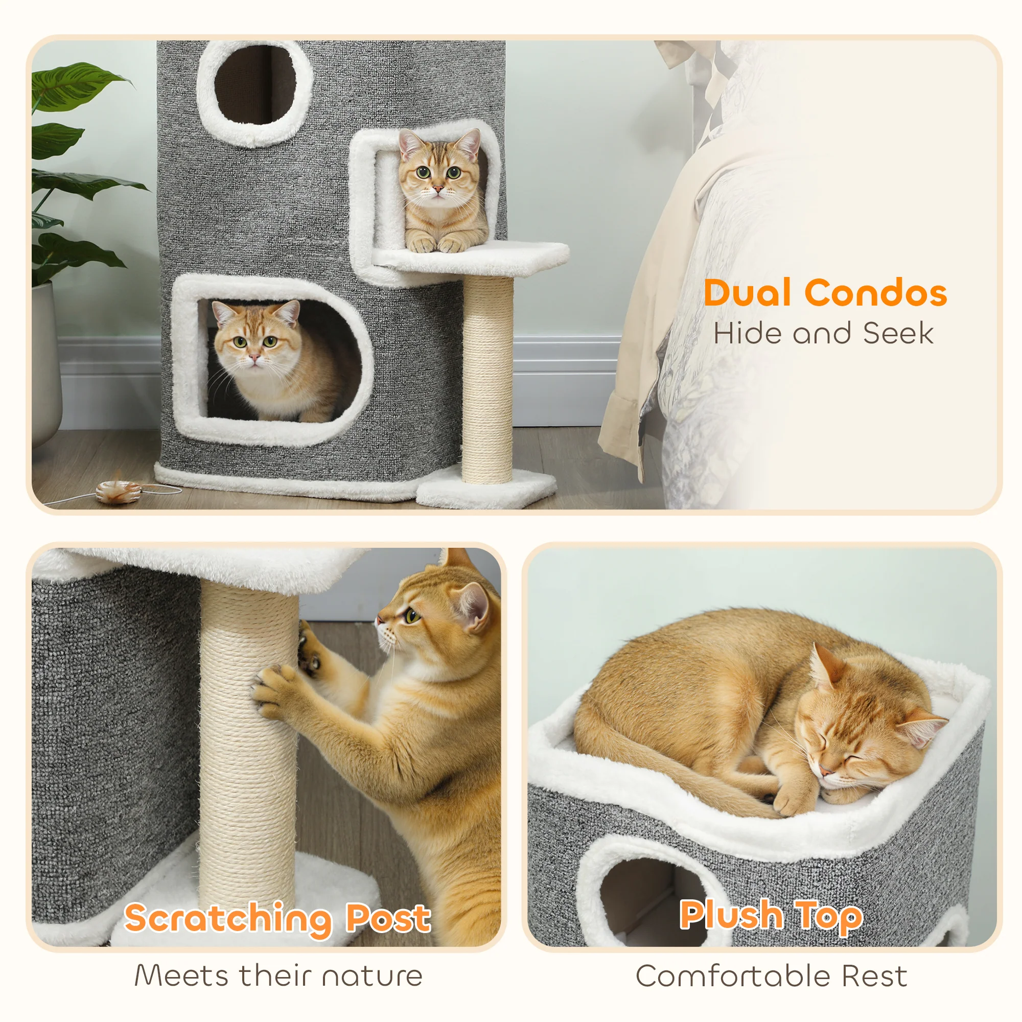 PawHut 75 Cm Cat Tree Cat Condo For Indoor Cats With Scratching Post - Image 4