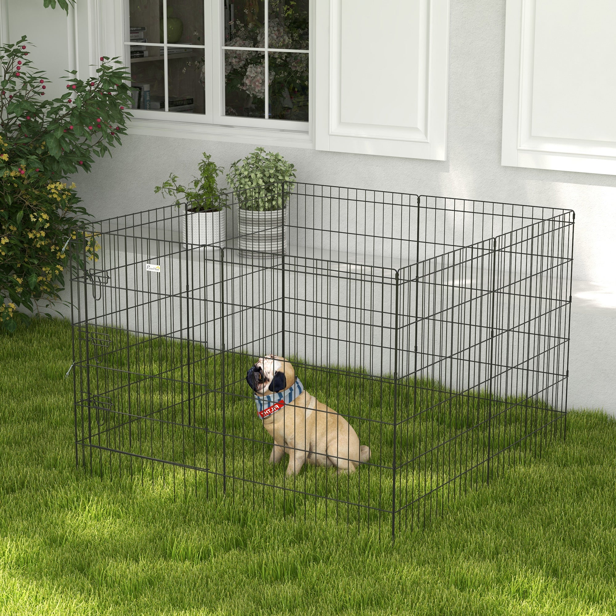 PawHut 8-Panel DIY Dog Pen with Door for Indoor/Outdoor Use, 91cm High - Image 2