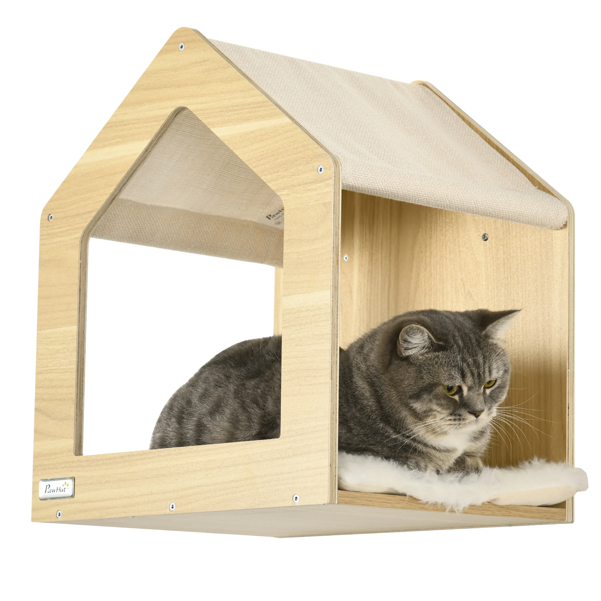 PawHut 8 Piece Cat Shelves Set with Cat House, 3 Perches - Image 8