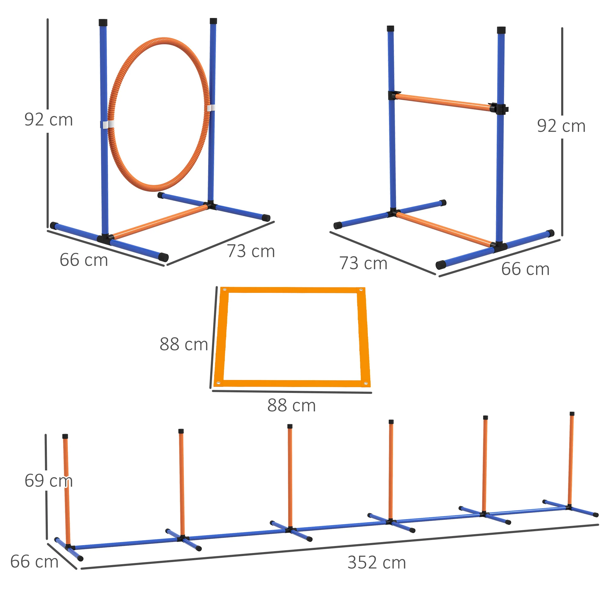 PawHut 8 Piece Dog Agility Equipment Set, Outdoor Agility Kit for Pet, Orange - Image 5