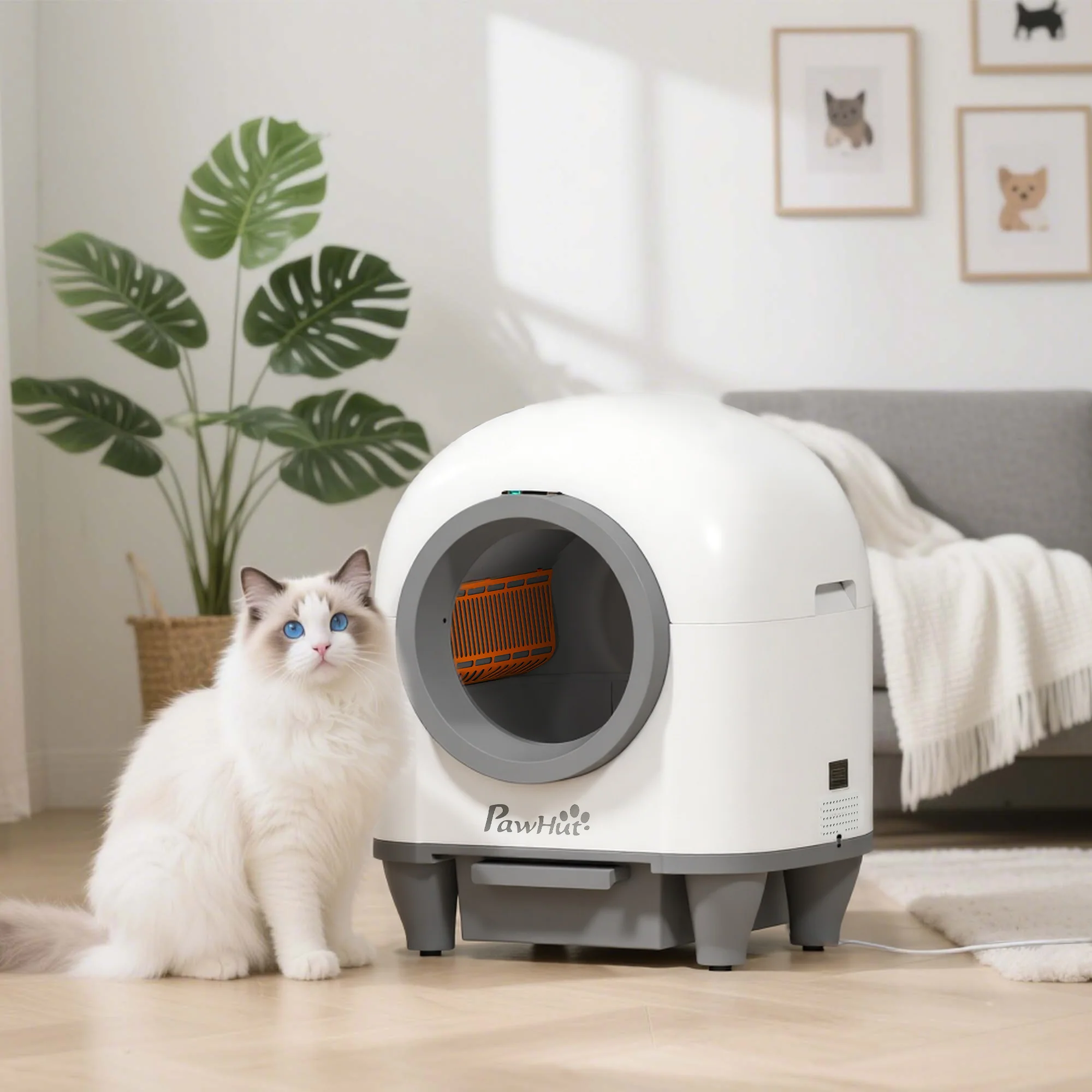 PawHut 80L Self Cleaning Cat Litter Tray with APP Control Safety Protection - Image 2