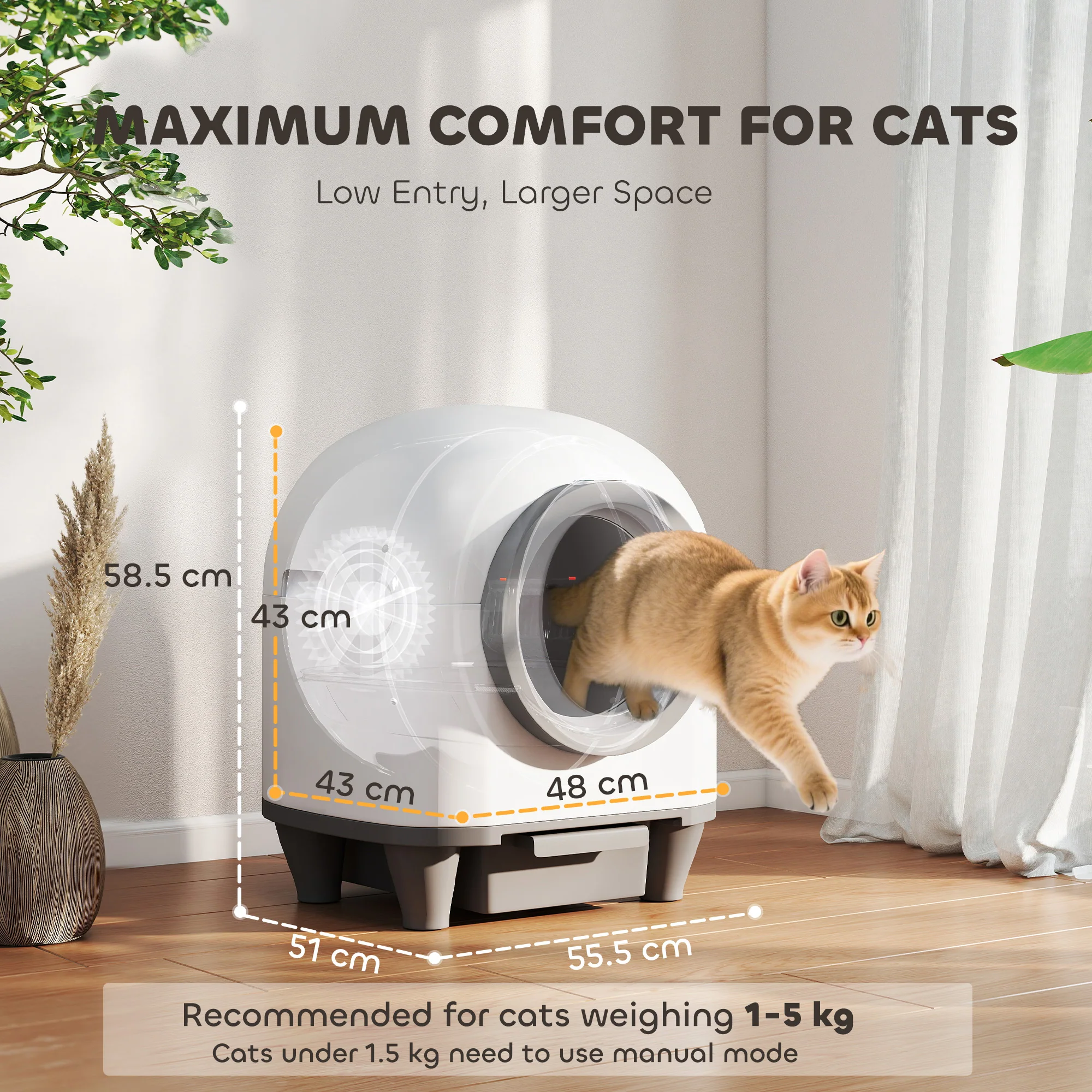 PawHut 80L Self Cleaning Cat Litter Tray with APP Control Safety Protection - Image 5