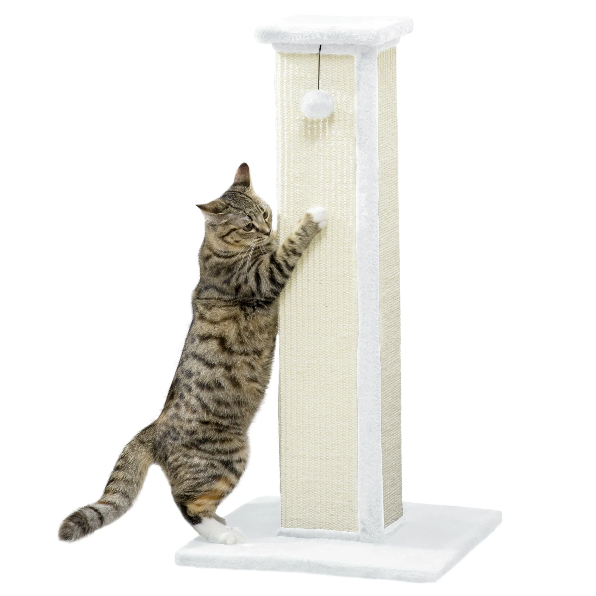 PawHut 81cm Cat Scratching Post w/ Sisal Rope, Hanging Ball Soft Plush - Image 10