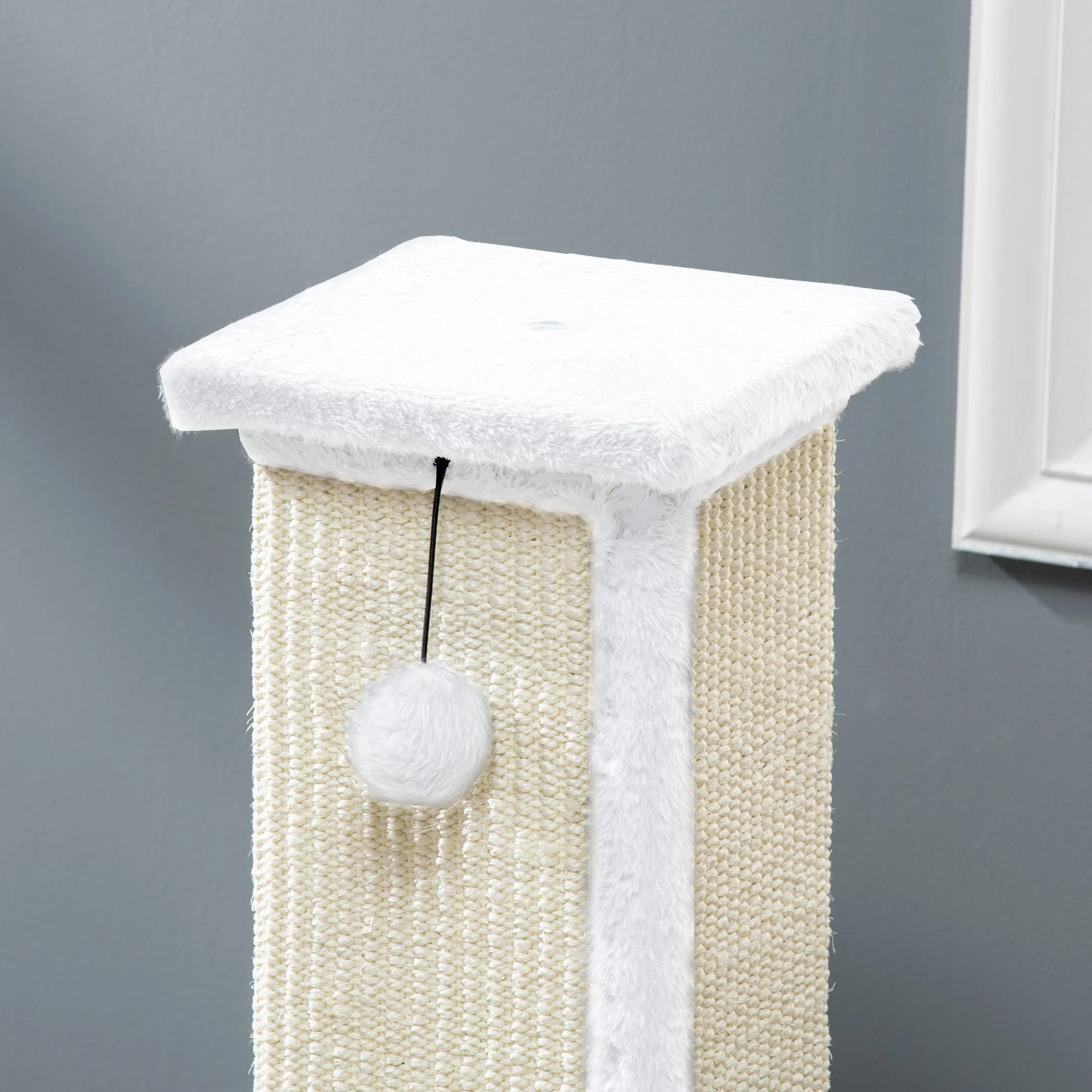 PawHut 81cm Cat Scratching Post w/ Sisal Rope, Hanging Ball Soft Plush - Image 16