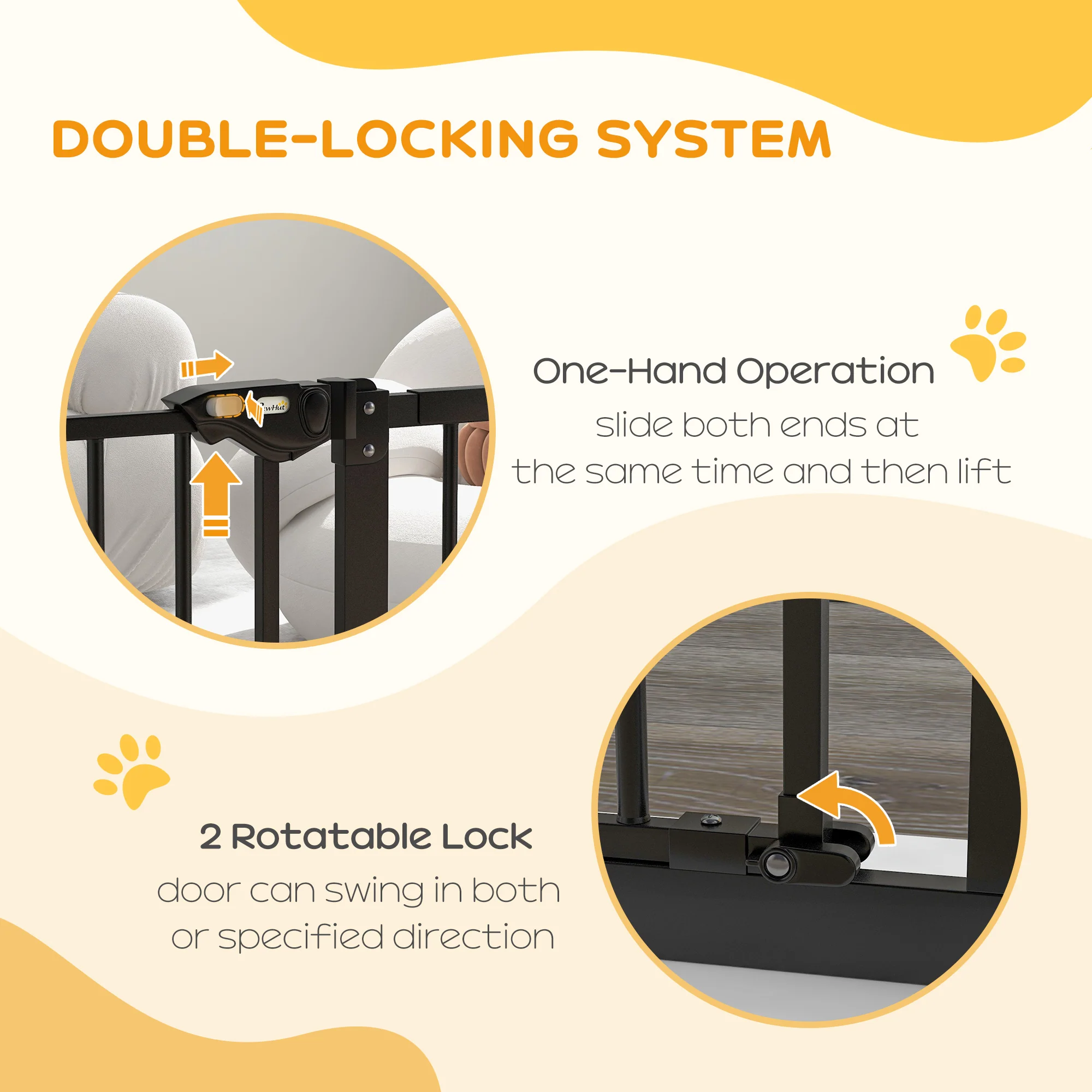 PawHut Adjustable Safety Gate w/ 1 Extensions and Four Adjustable Screws, Black - Image 3