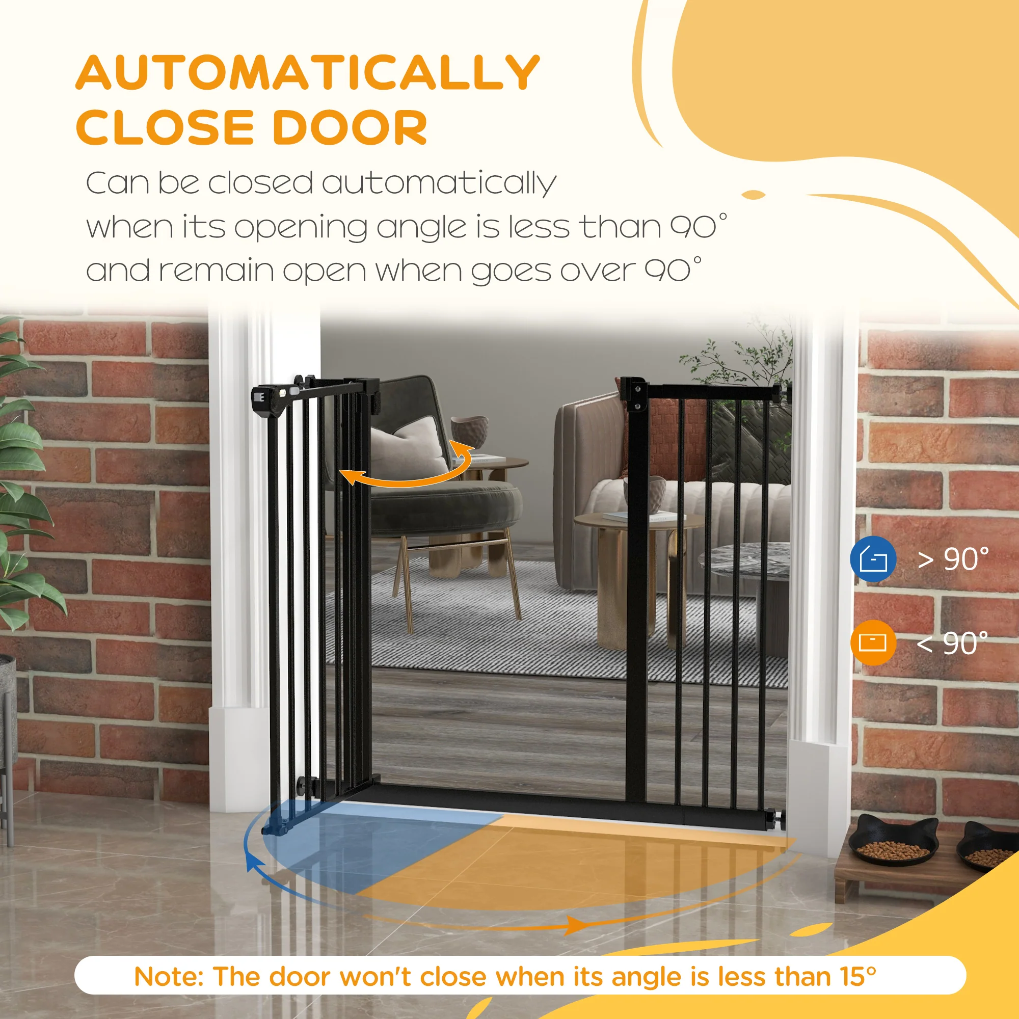 PawHut Adjustable Safety Gate w/ 1 Extensions and Four Adjustable Screws, Black - Image 4