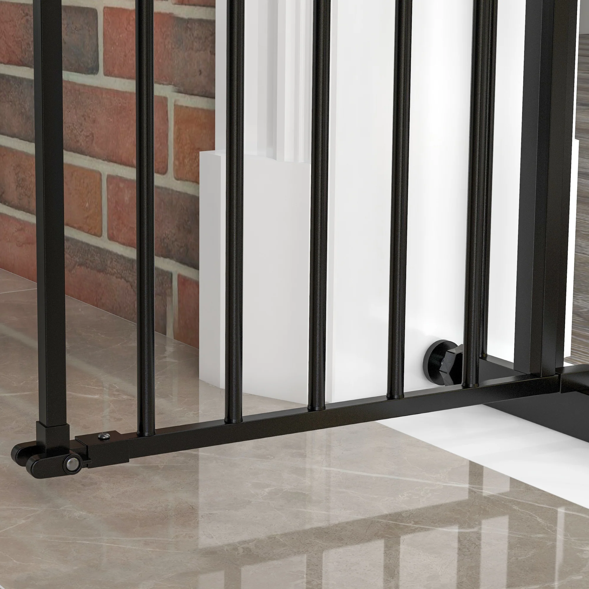 PawHut Adjustable Safety Gate w/ 1 Extensions and Four Adjustable Screws, Black - Image 8