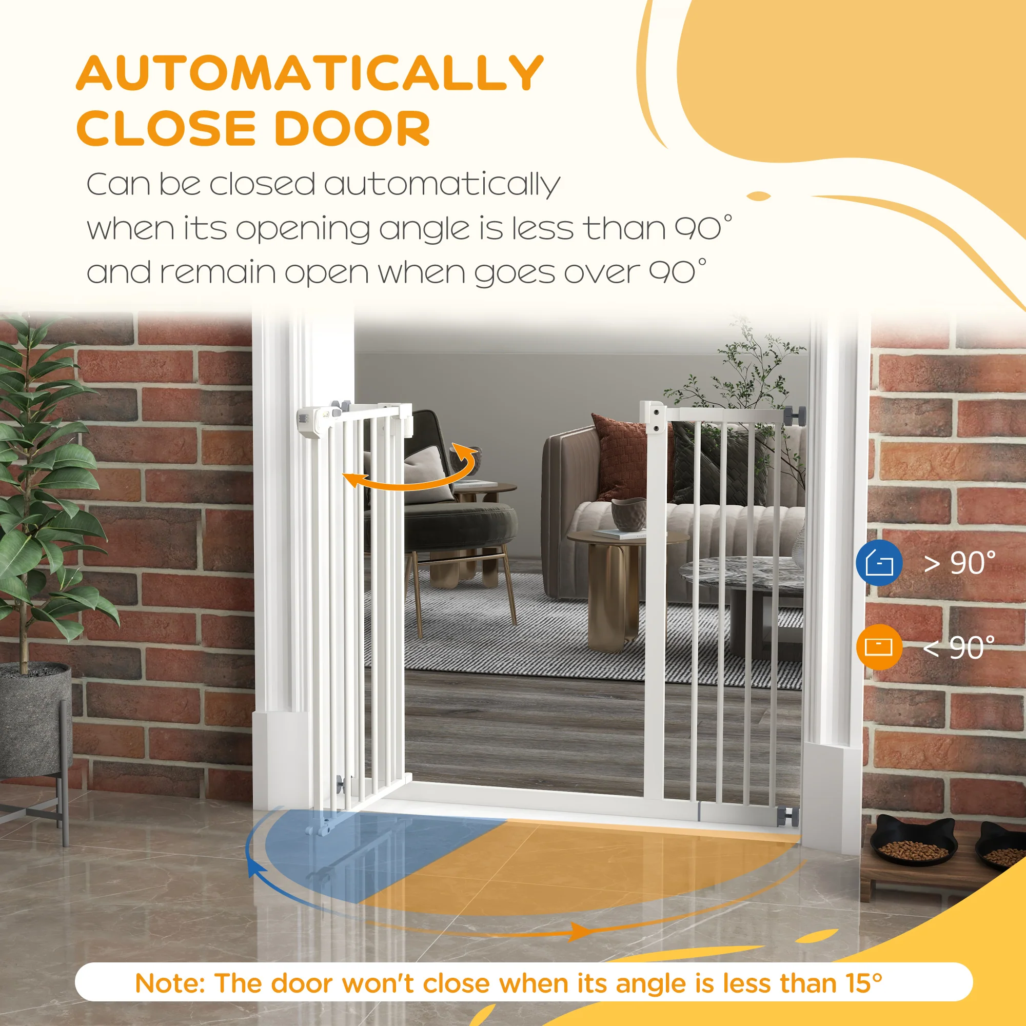 PawHut Adjustable Safety Gate w/ 1 Extensions and Four Adjustable Screws, White - Image 4