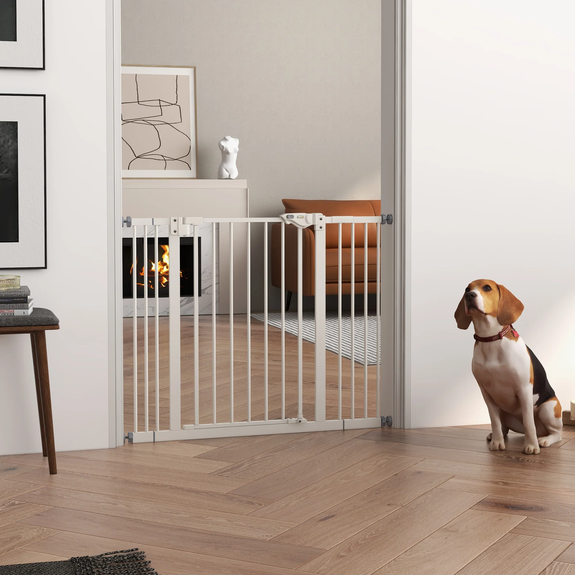 PawHut Adjustable Safety Gate w/ 2 Extensions and Four Adjustable Screws, White - Image 2