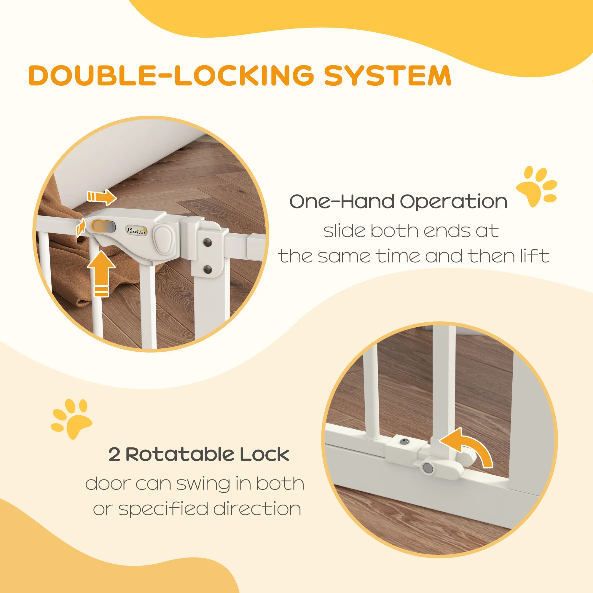 PawHut Adjustable Safety Gate w/ 2 Extensions and Four Adjustable Screws, White - Image 3