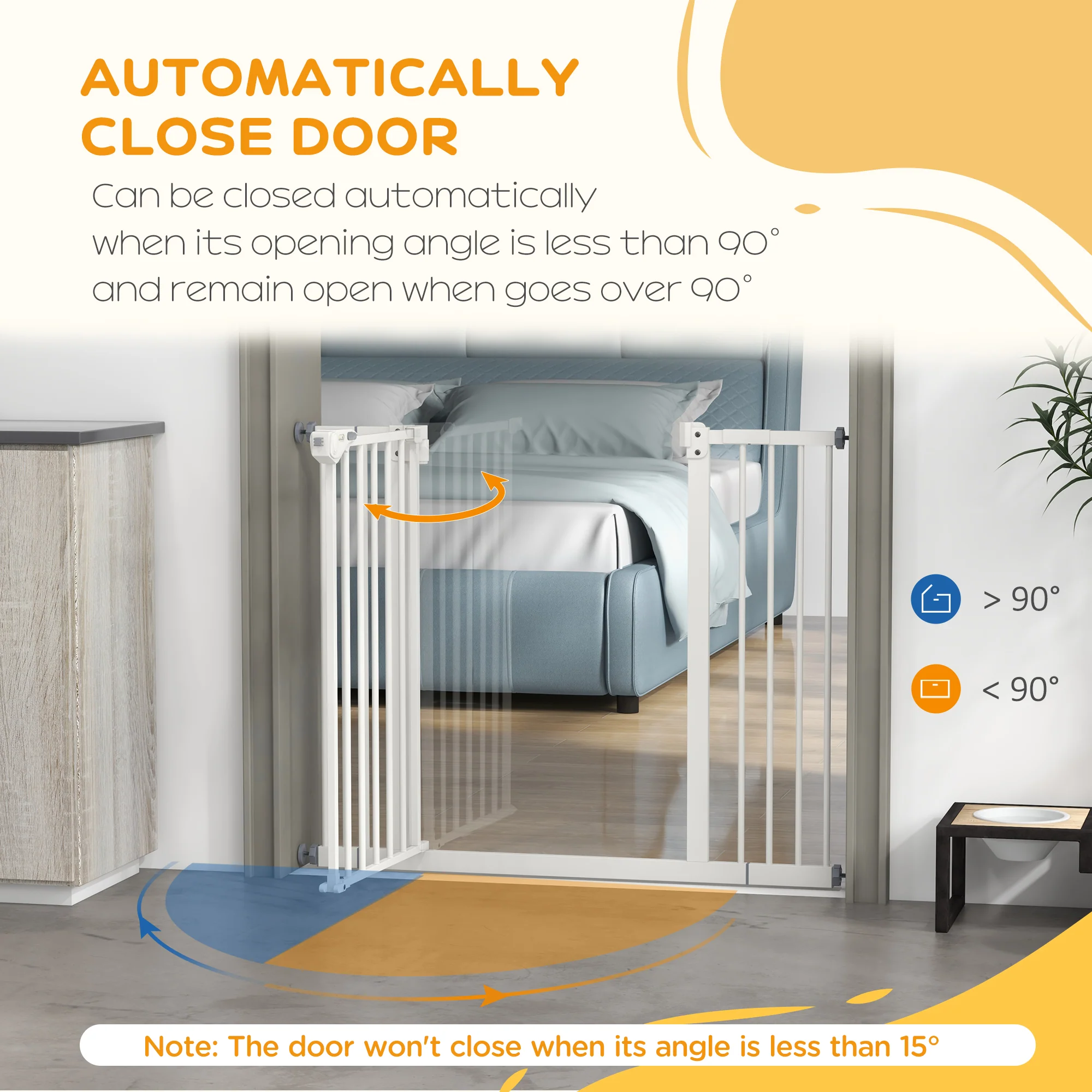 PawHut Adjustable Safety Gate w/ 2 Extensions and Four Adjustable Screws, White - Image 4
