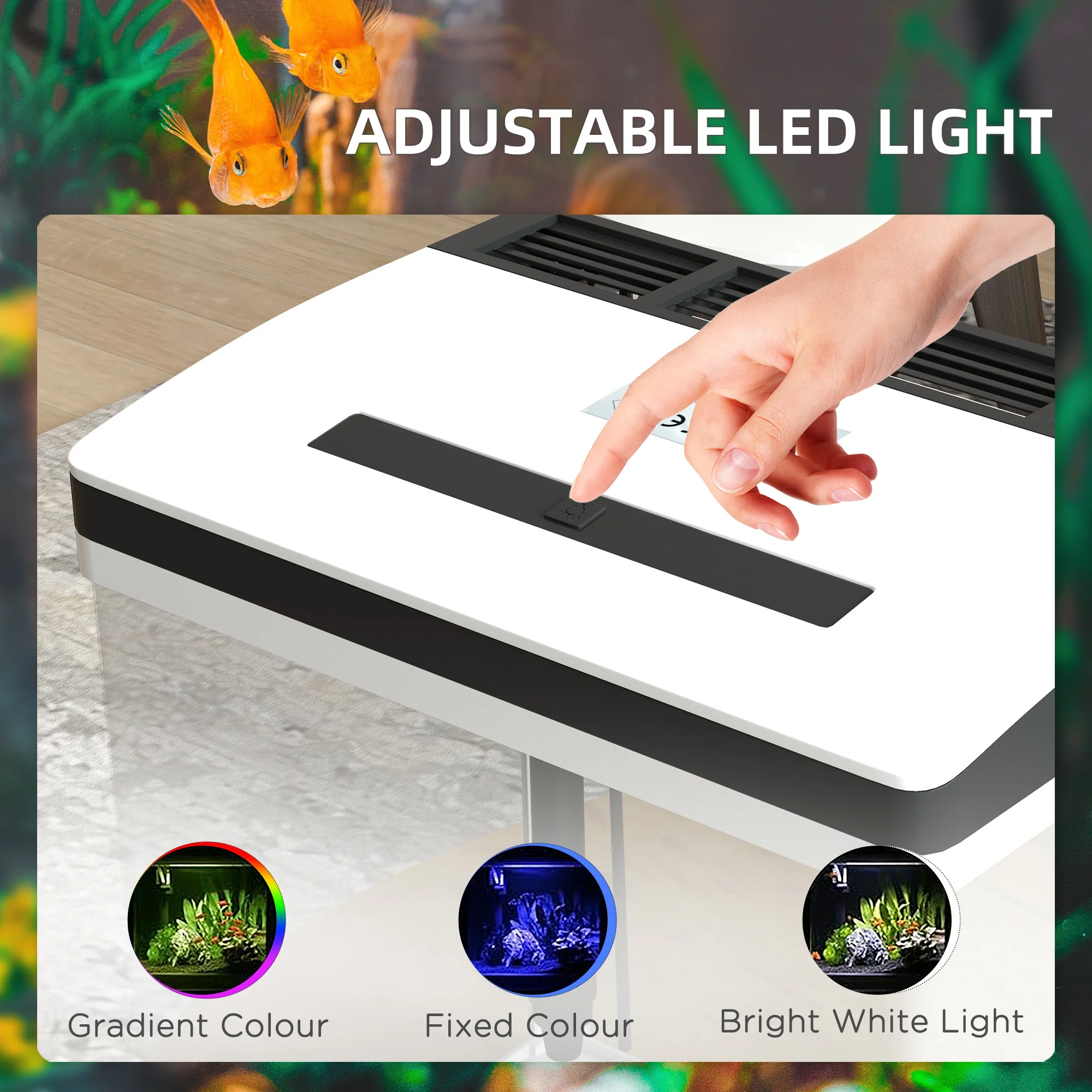 PawHut Aquarium 13L Glass Fish Tank w/ Filter, LED Lighting, Water Pump - Image 4