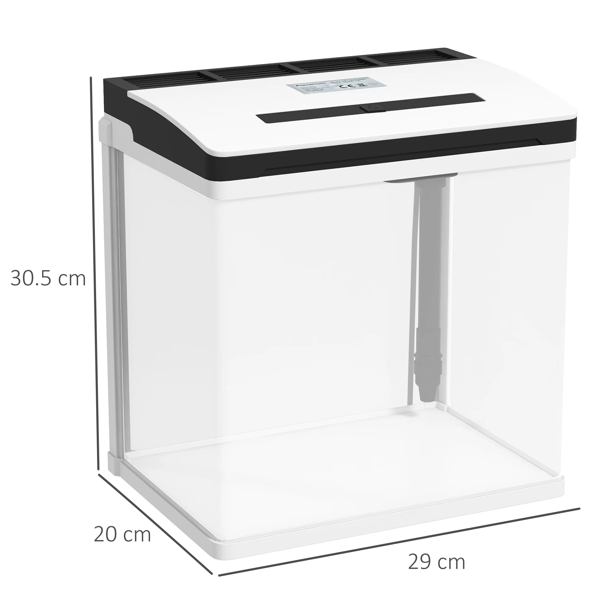 PawHut Aquarium 13L Glass Fish Tank w/ Filter, LED Lighting, Water Pump - Image 5