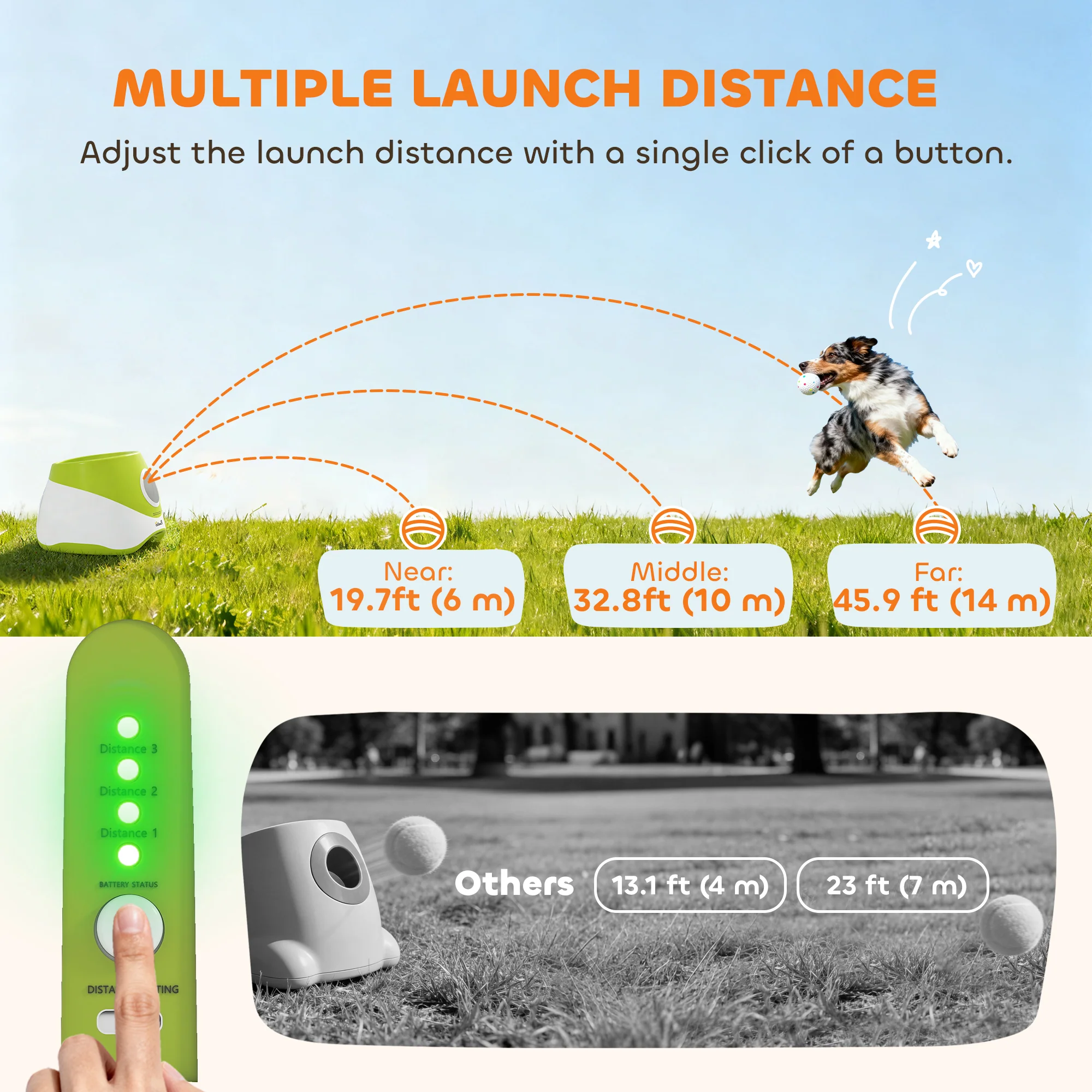 PawHut Automatic Dog Ball Launcher with 5 ETPU Tennis Balls, Green - Image 4