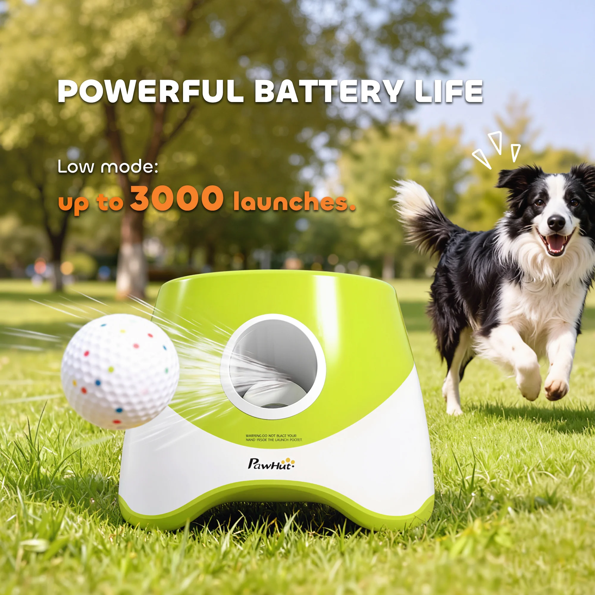 PawHut Automatic Dog Ball Launcher with 5 ETPU Tennis Balls, Green - Image 6