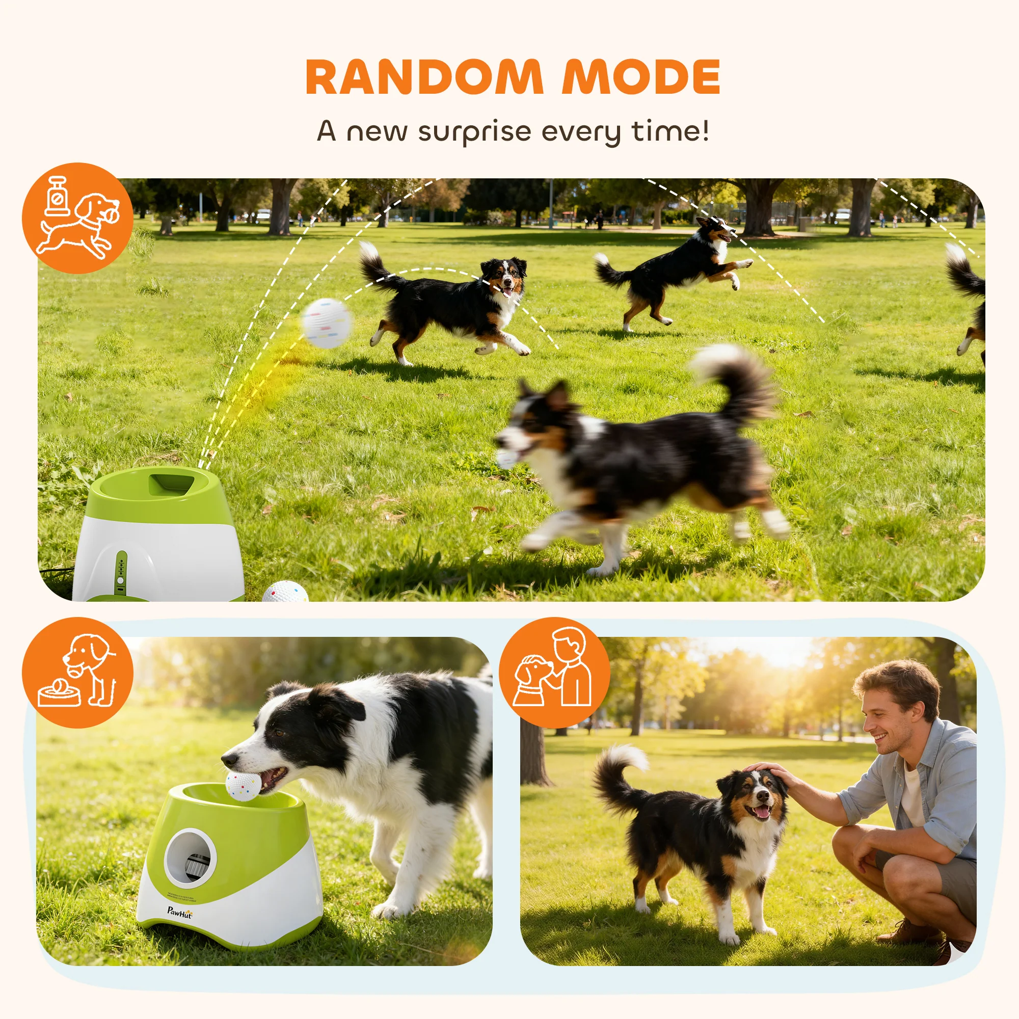 PawHut Automatic Dog Ball Launcher with 5 ETPU Tennis Balls, Green - Image 7