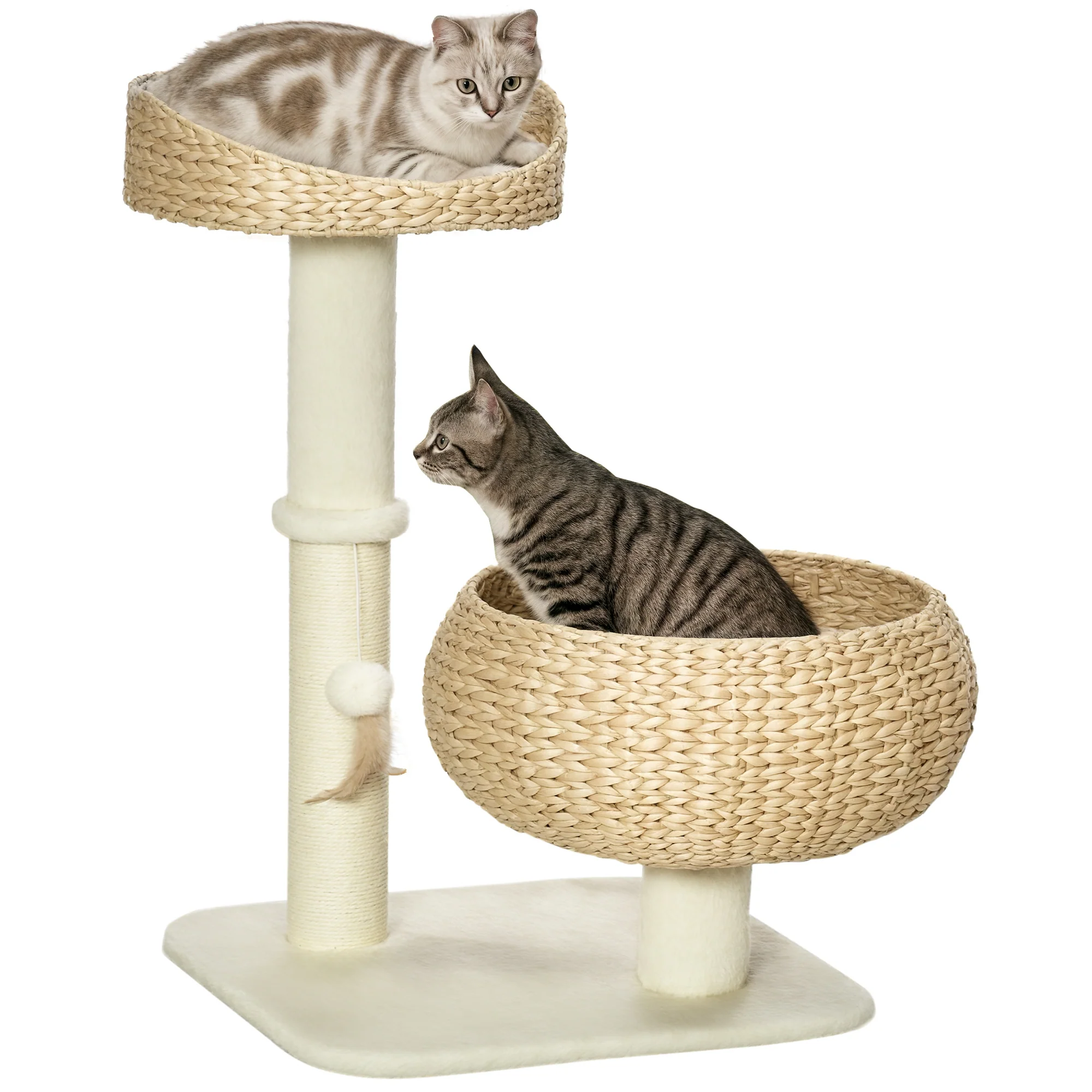 PawHut Cat Barrel Kitten Tree Tower Sisal Scratching Furniture Climbing Frame