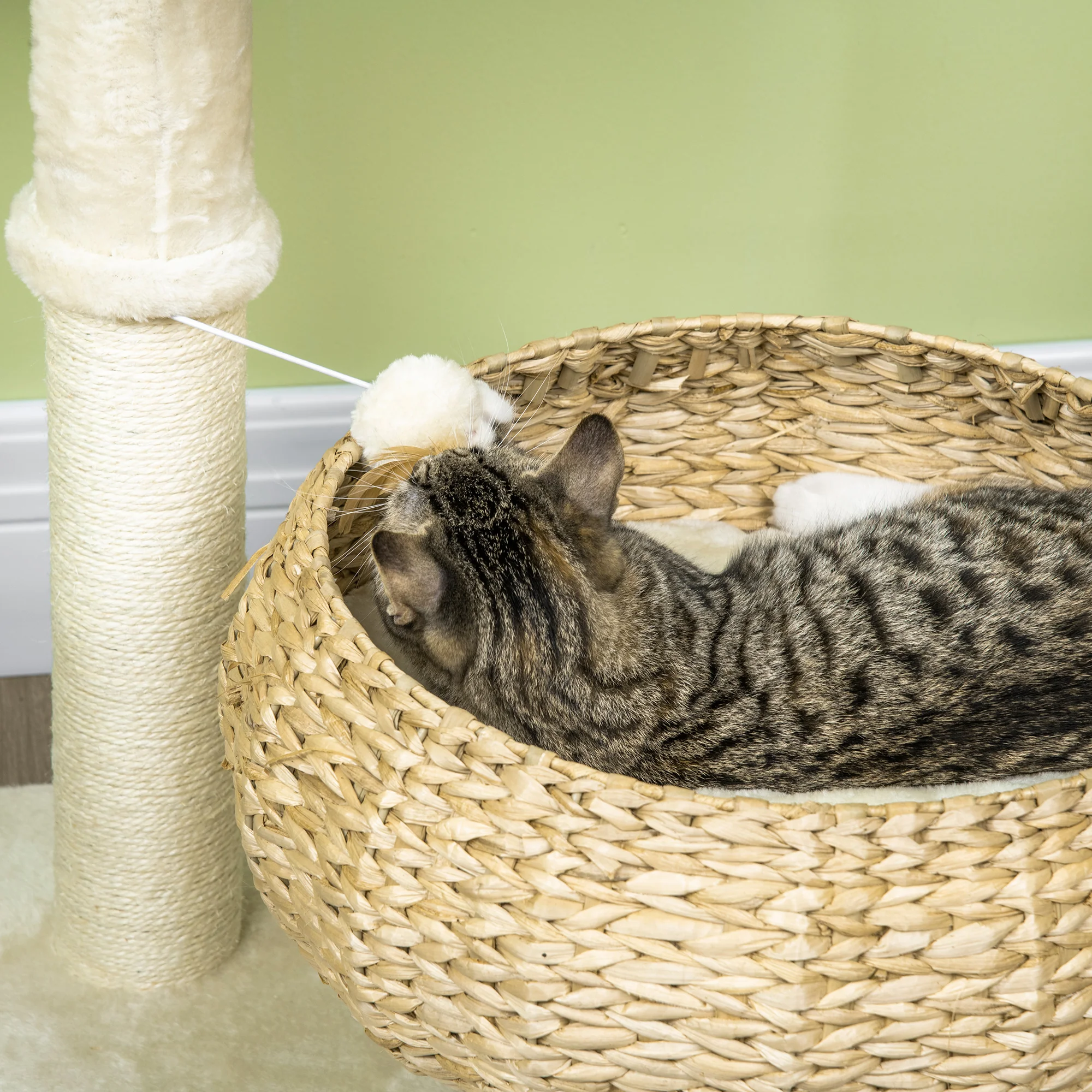 PawHut Cat Barrel Kitten Tree Tower Sisal Scratching Furniture Climbing Frame - Image 8