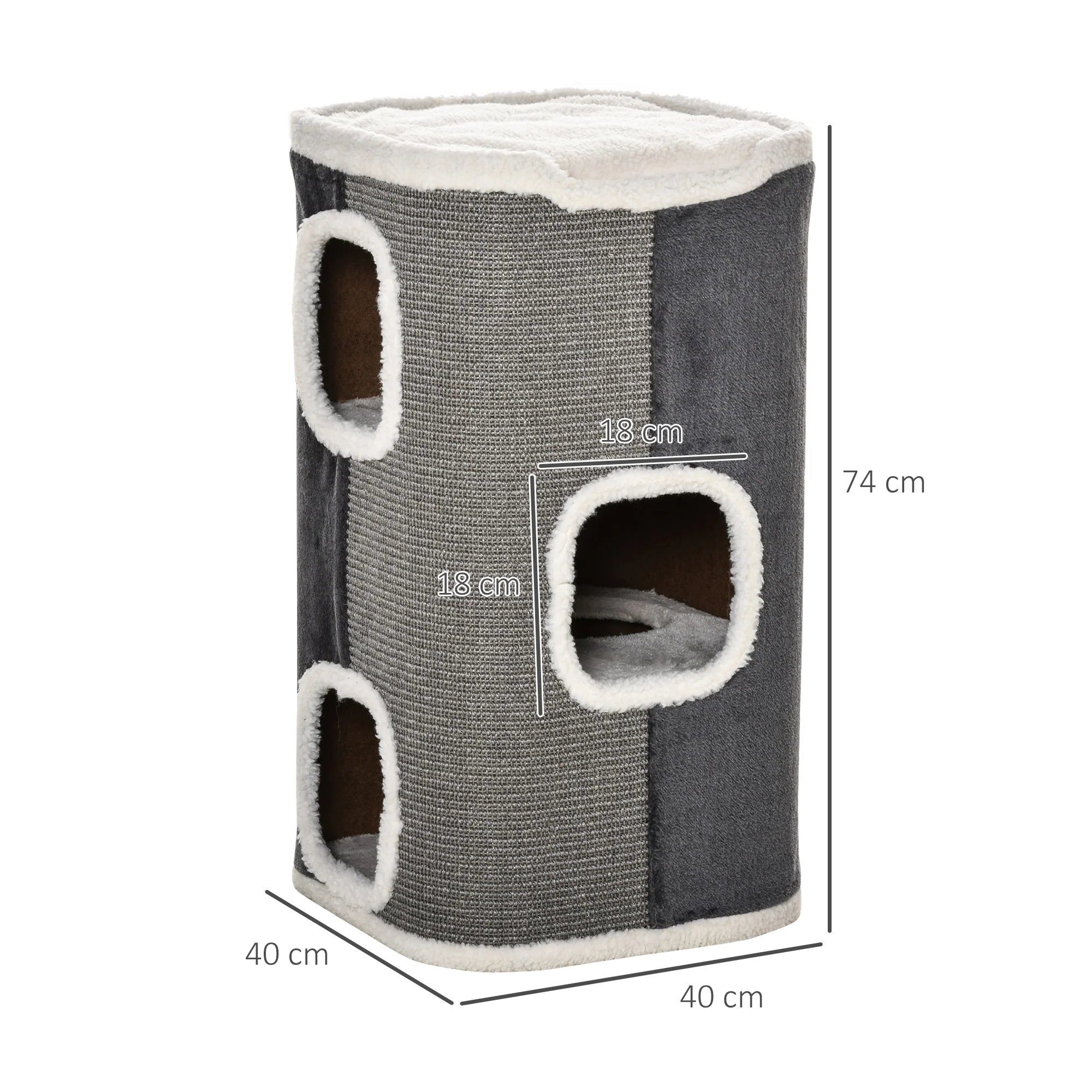 PawHut Cat Barrel Kitten Tree Tower Sisal Scratching Furniture Climbing Frame - Image 5