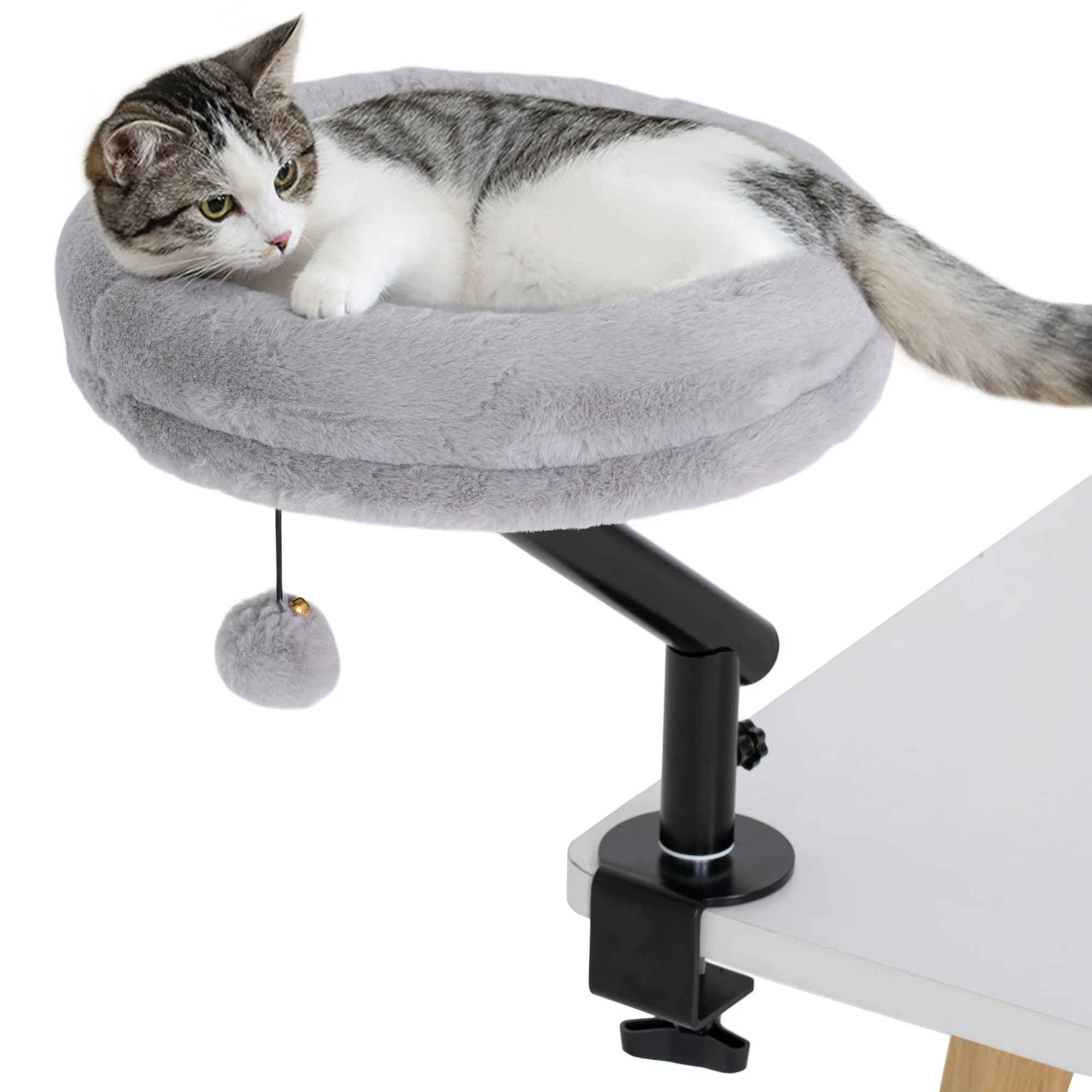 PawHut Cat Bed For Desk, 360° Rotatable Adjustable Cat Nest Hammock
